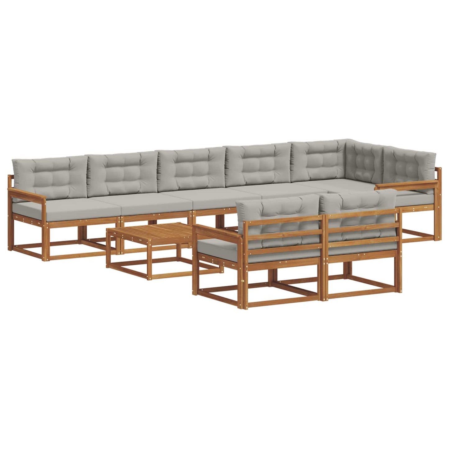 Buiten bankenset met kussen 9 pcs Naturel en lichtgrijs is nu te koop bij PeponiXL, paradijselijk wonen!