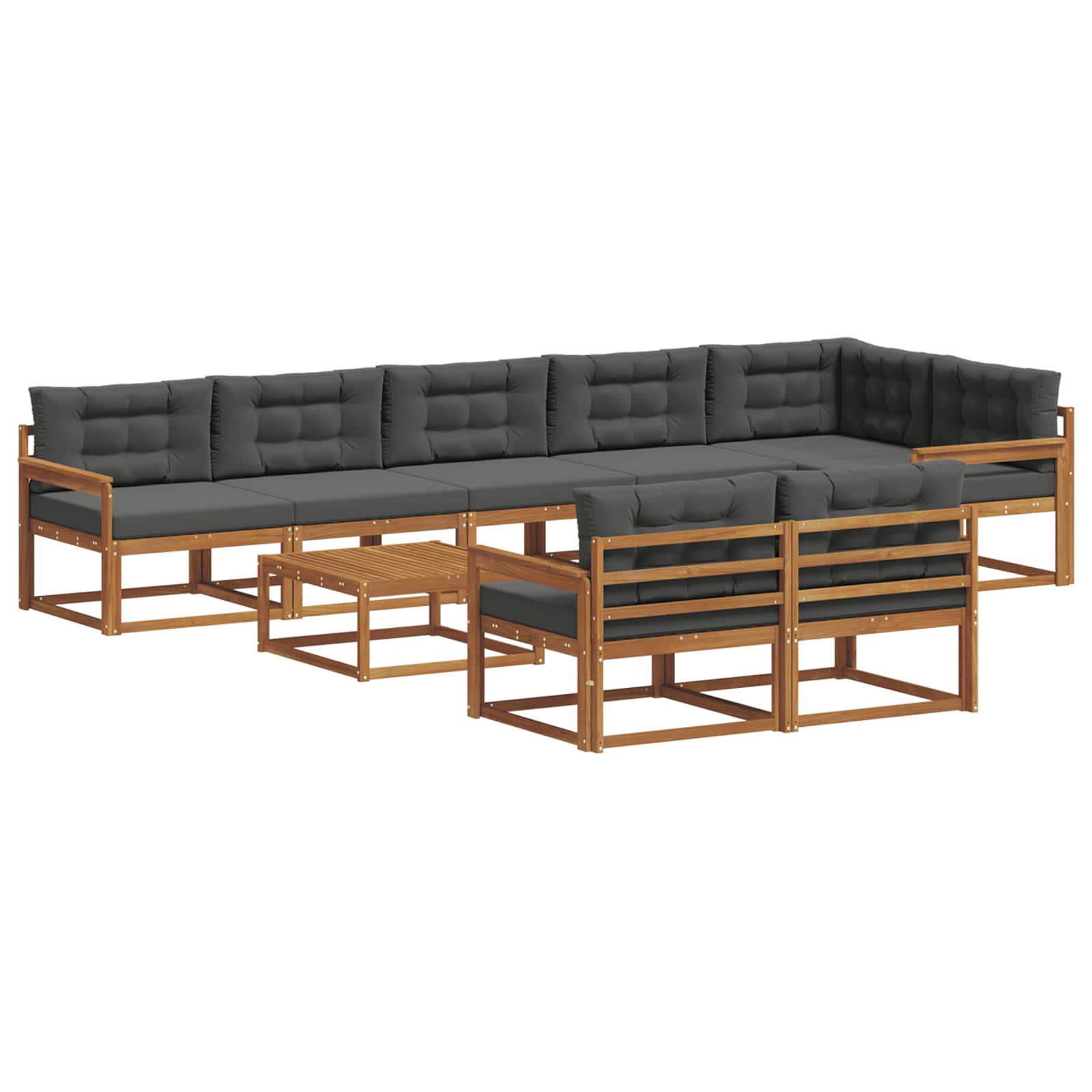 Buiten bankenset met kussen 9 pcs Natuurlijk en Antraciet is nu te koop bij PeponiXL, paradijselijk wonen!