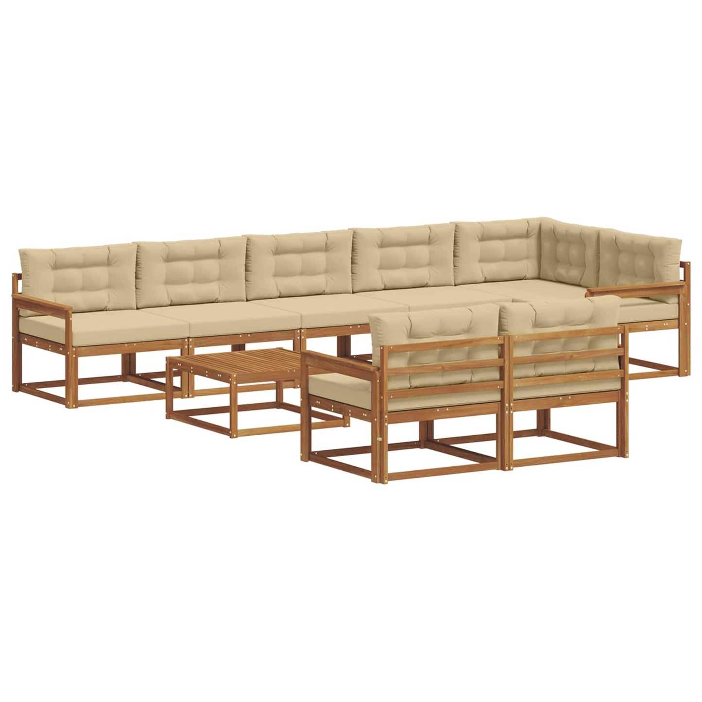 Buiten bankenset met kussen 9 pcs Natuurlijk en Beige is nu te koop bij PeponiXL, paradijselijk wonen!