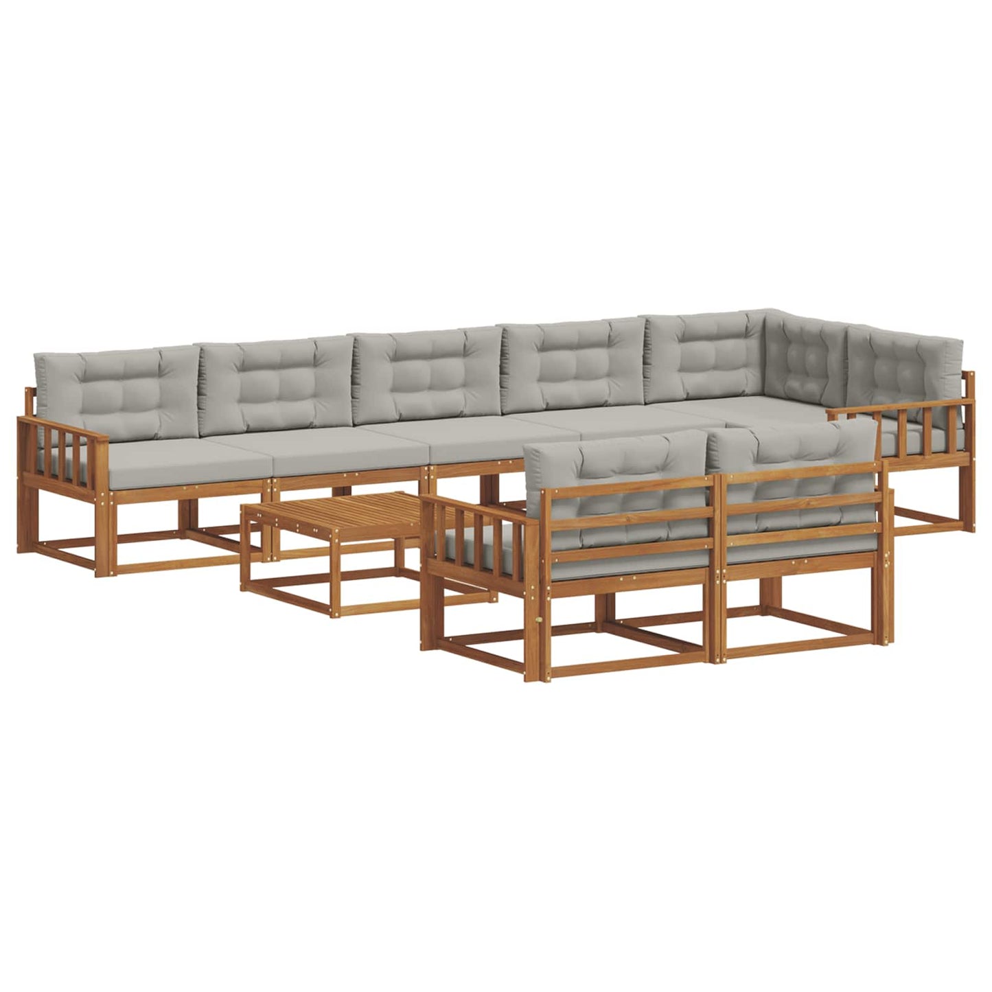 Buiten bankenset met kussen 9 pcs Naturel en lichtgrijs is nu te koop bij PeponiXL, paradijselijk wonen!