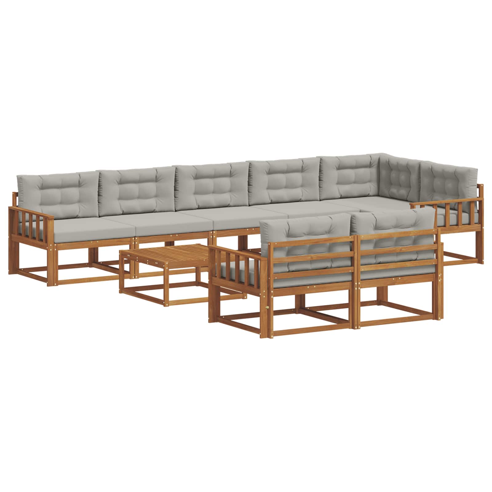 Buiten bankenset met kussen 9 pcs Naturel en lichtgrijs is nu te koop bij PeponiXL, paradijselijk wonen!