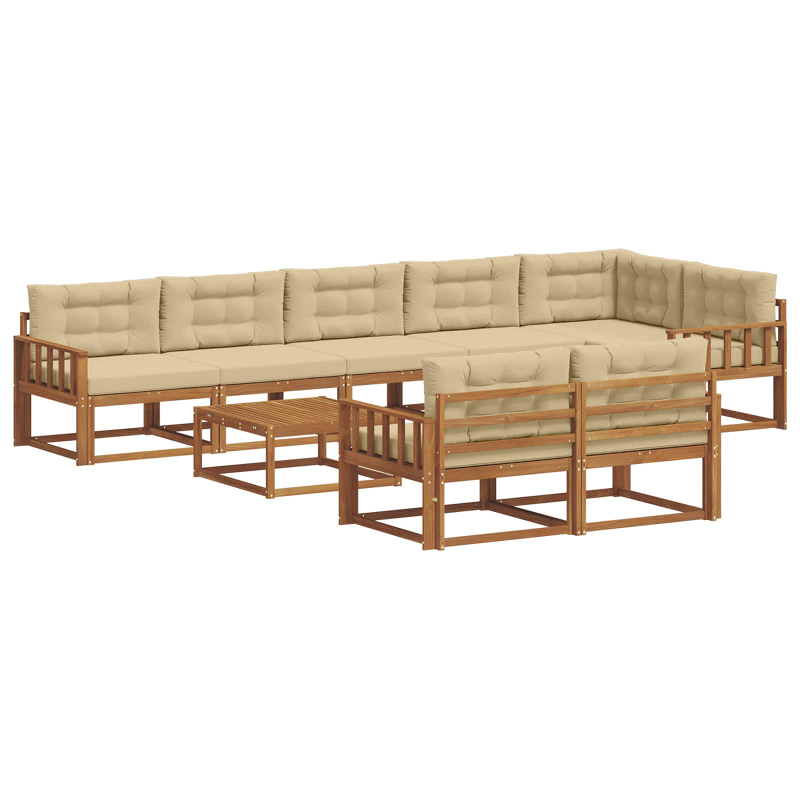 Buiten bankenset met kussen 9 pcs Natuurlijk en Beige is nu te koop bij PeponiXL, paradijselijk wonen!