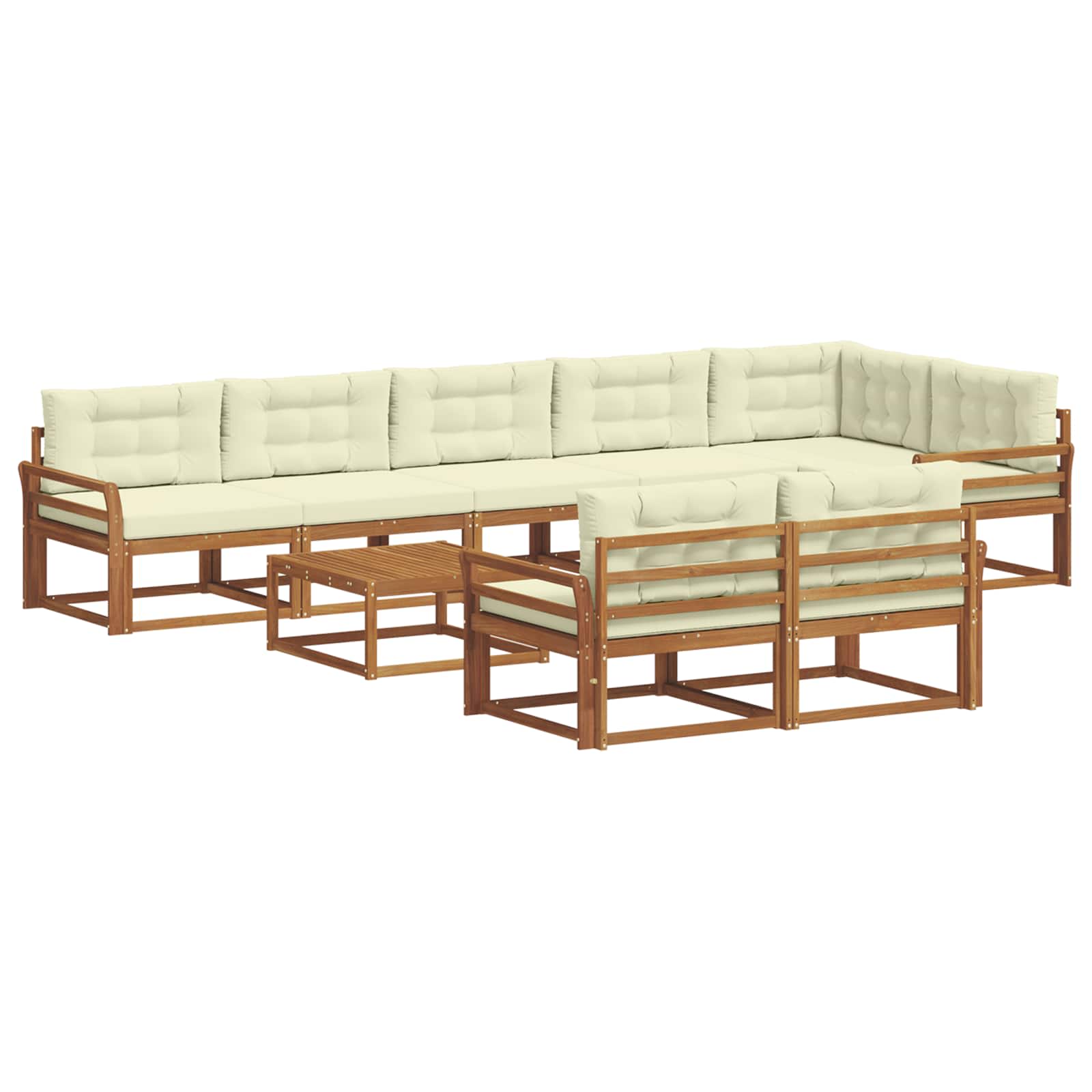 Buiten bankenset met kussen 9 pcs Natuurlijk en Crème is nu te koop bij PeponiXL, paradijselijk wonen!