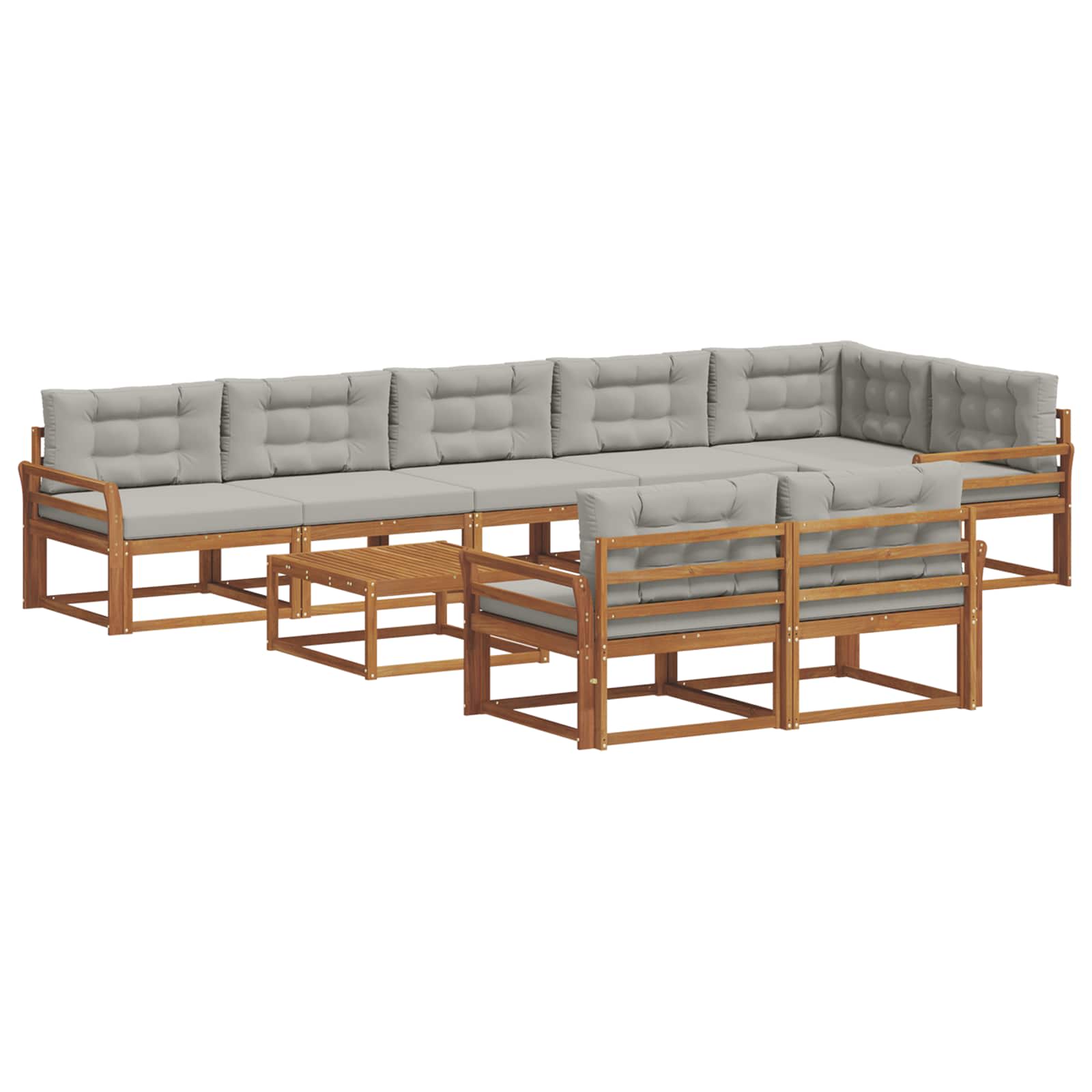 Buiten bankenset met kussen 9 pcs Naturel en lichtgrijs is nu te koop bij PeponiXL, paradijselijk wonen!