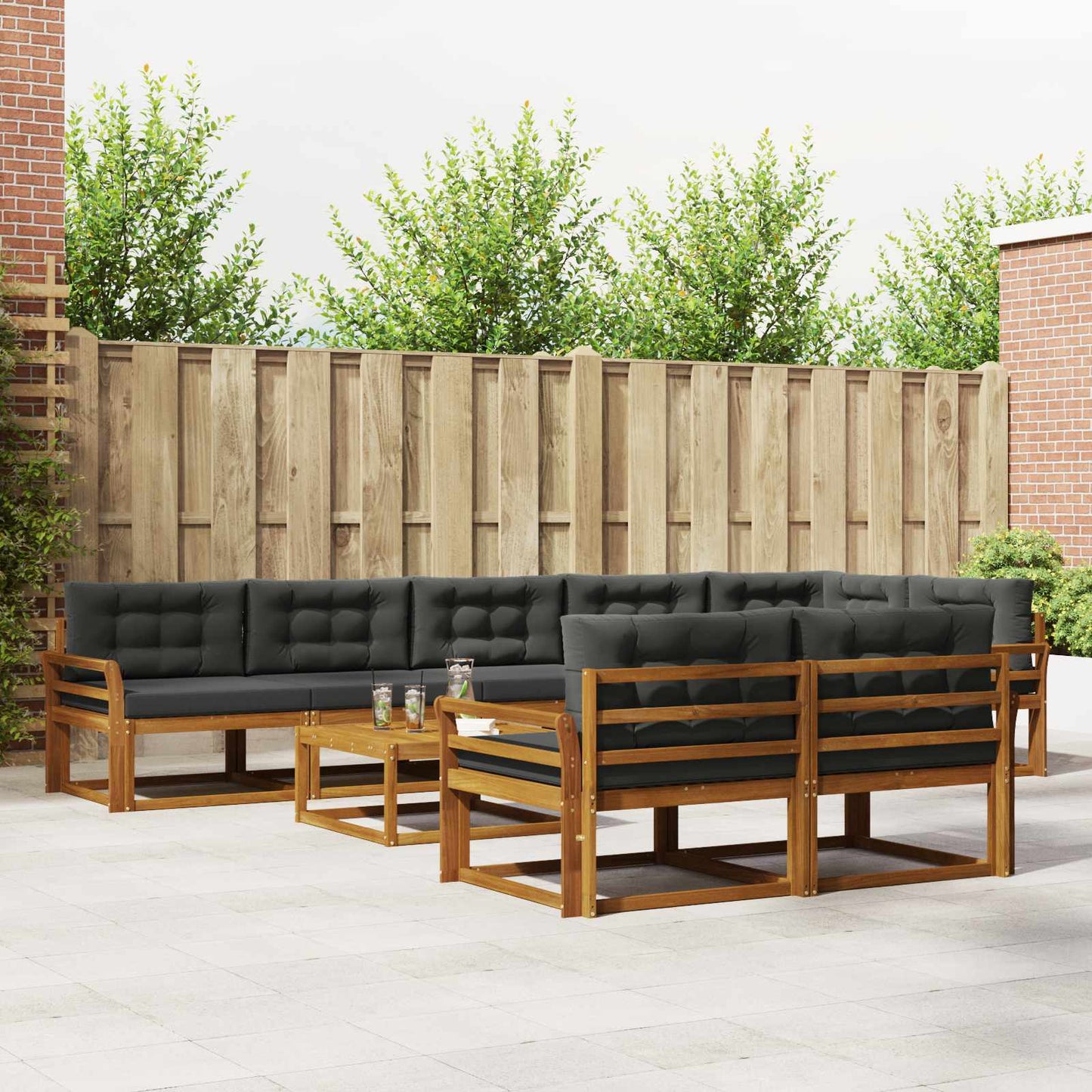 Buiten bankenset met kussen 9 pcs Natuurlijk en Antraciet is nu te koop bij PeponiXL, paradijselijk wonen!
