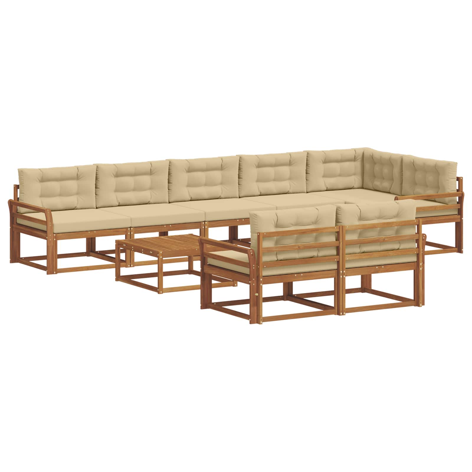 Buiten bankenset met kussen 9 pcs Natuurlijk en Beige is nu te koop bij PeponiXL, paradijselijk wonen!