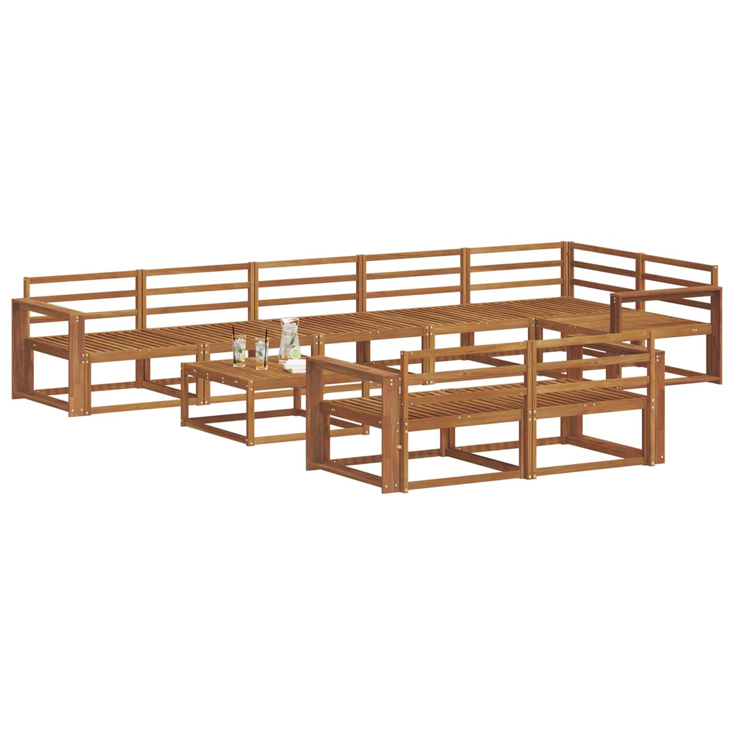 Buiten bankenset 9 pcs Naturel Massief Acaciahout is nu te koop bij PeponiXL, paradijselijk wonen!