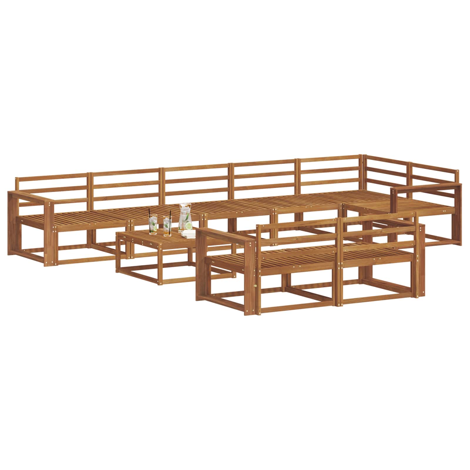 Buiten bankenset 9 pcs Naturel Massief Acaciahout is nu te koop bij PeponiXL, paradijselijk wonen!