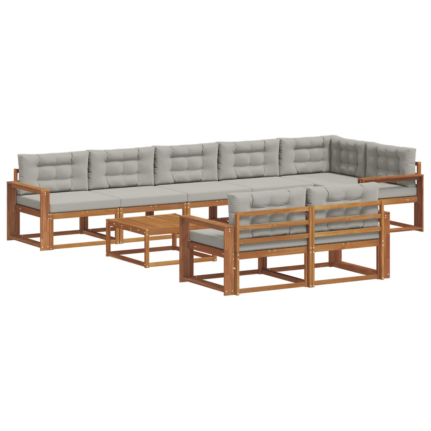 Buiten bankenset met kussen 9 pcs Naturel en lichtgrijs is nu te koop bij PeponiXL, paradijselijk wonen!