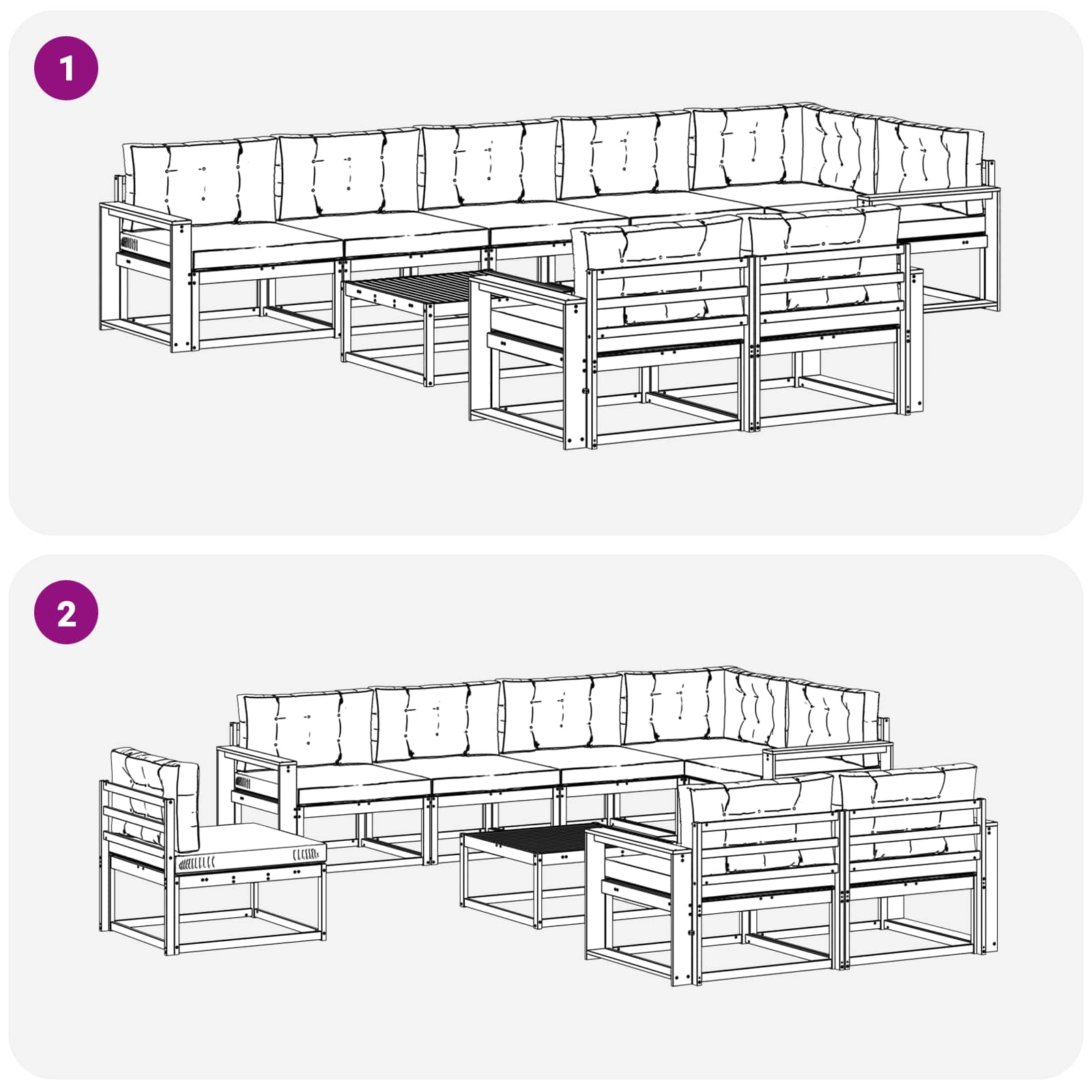Buiten bankenset met kussen 9 pcs Naturel en lichtgrijs is nu te koop bij PeponiXL, paradijselijk wonen!
