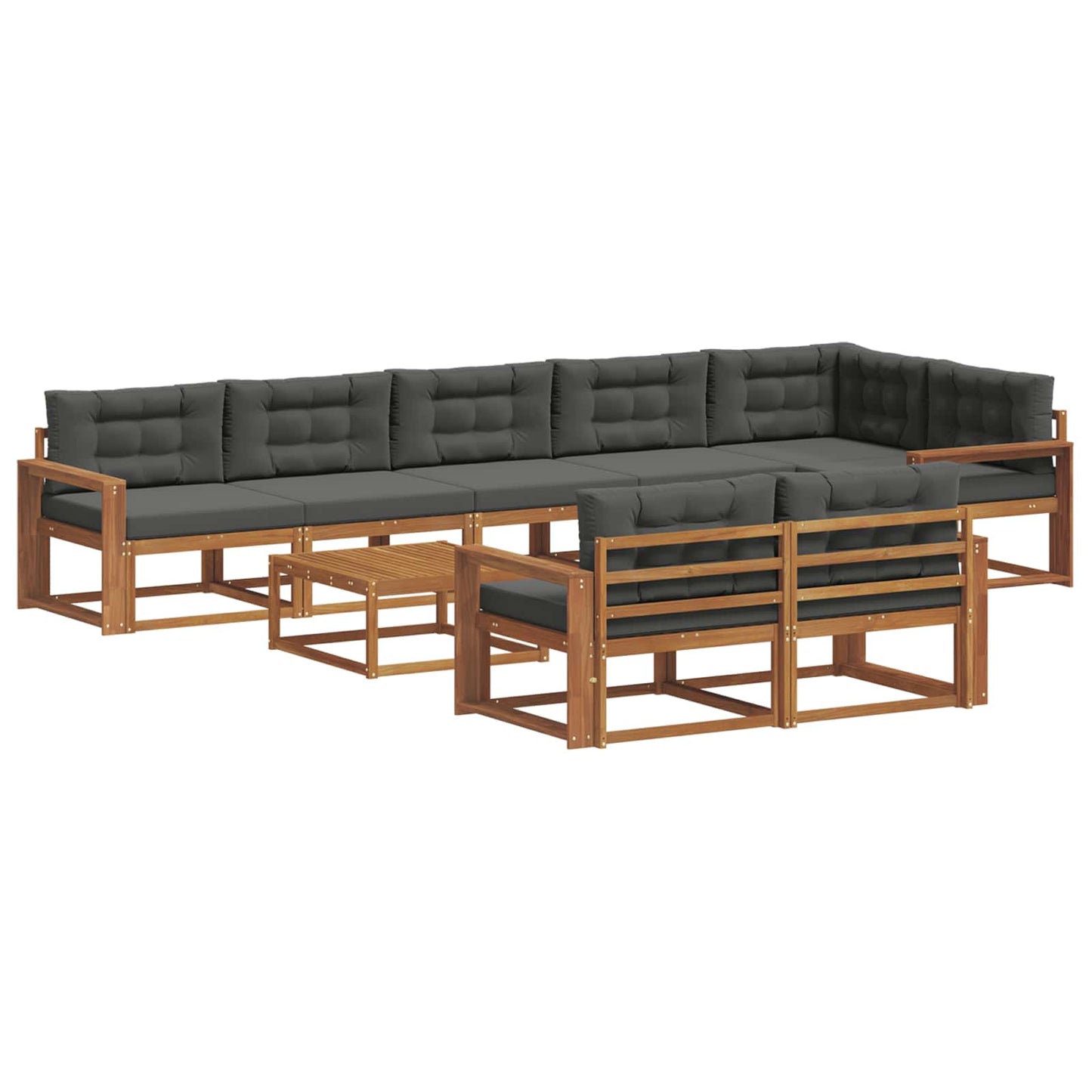 Buiten bankenset met kussen 9 pcs Natuurlijk en Antraciet is nu te koop bij PeponiXL, paradijselijk wonen!