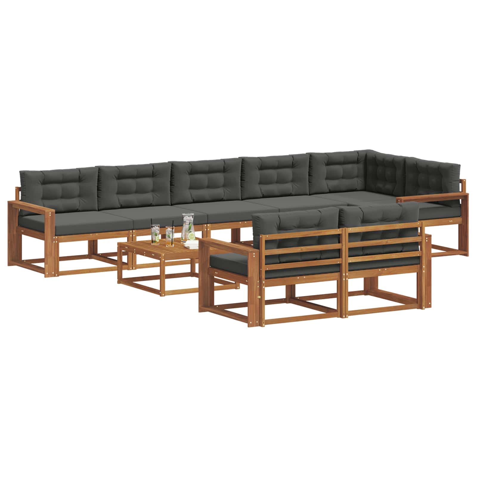 Buiten bankenset met kussen 9 pcs Natuurlijk en Antraciet is nu te koop bij PeponiXL, paradijselijk wonen!