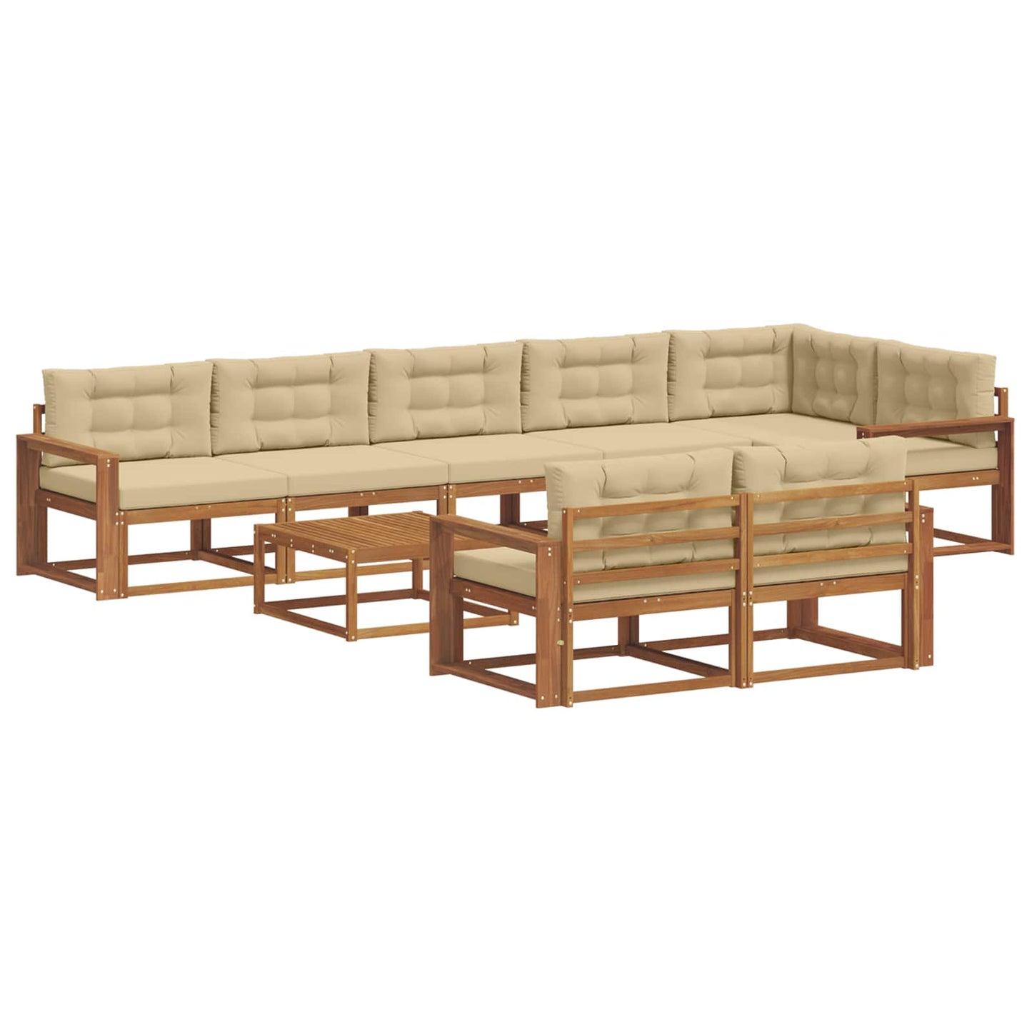Buiten bankenset met kussen 9 pcs Natuurlijk en Beige is nu te koop bij PeponiXL, paradijselijk wonen!
