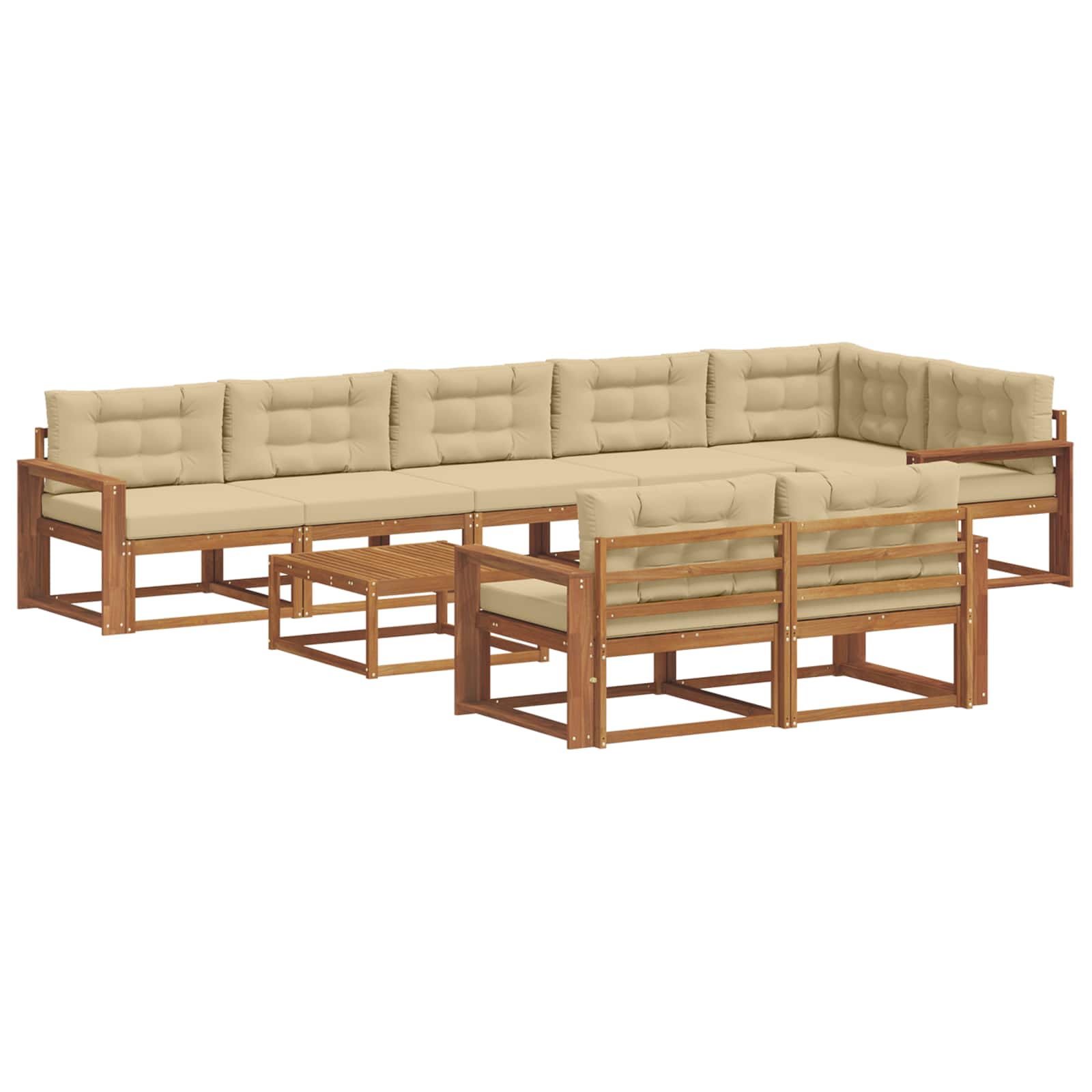Buiten bankenset met kussen 9 pcs Natuurlijk en Beige is nu te koop bij PeponiXL, paradijselijk wonen!