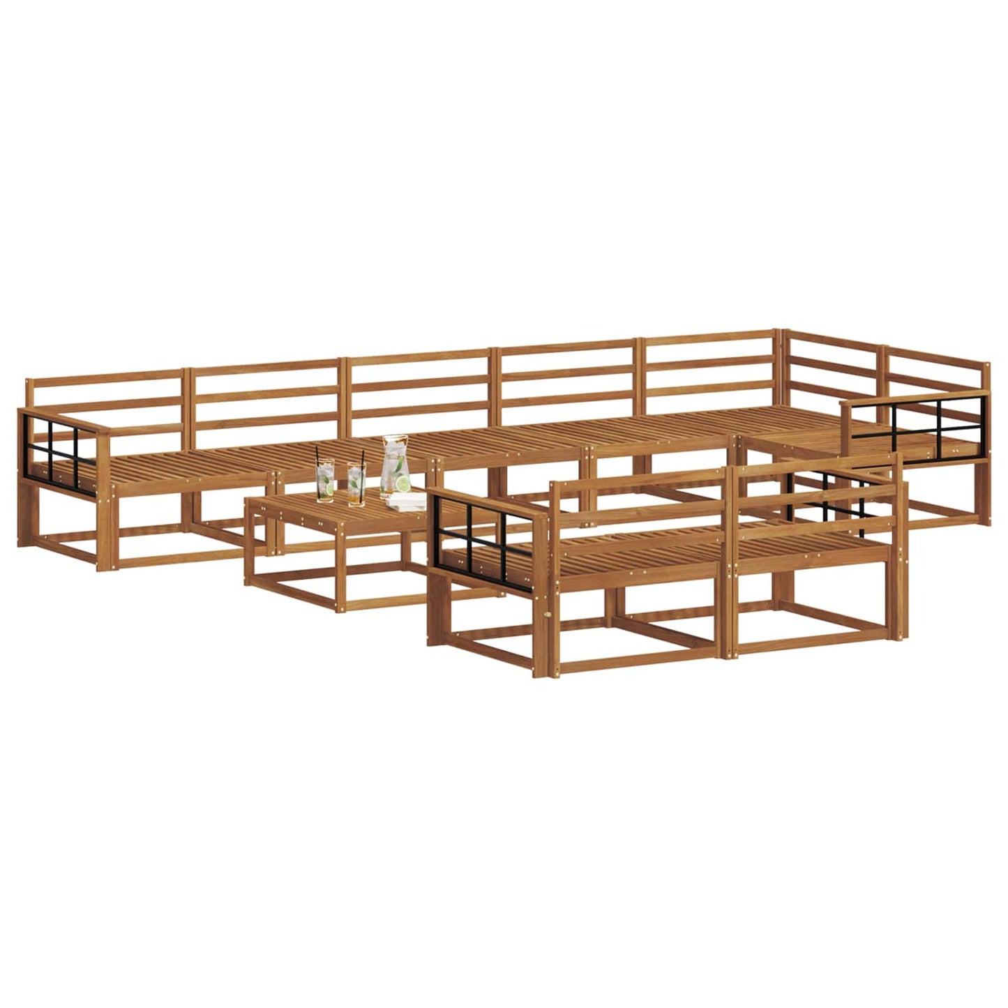 Buiten bankenset 9 pcs Naturel Massief Acaciahout is nu te koop bij PeponiXL, paradijselijk wonen!