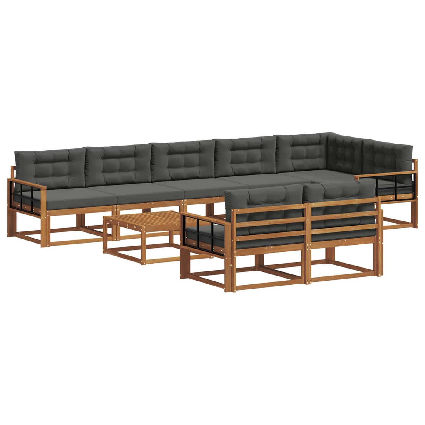 Buiten bankenset met kussen 9 pcs Natuurlijk en Antraciet is nu te koop bij PeponiXL, paradijselijk wonen!
