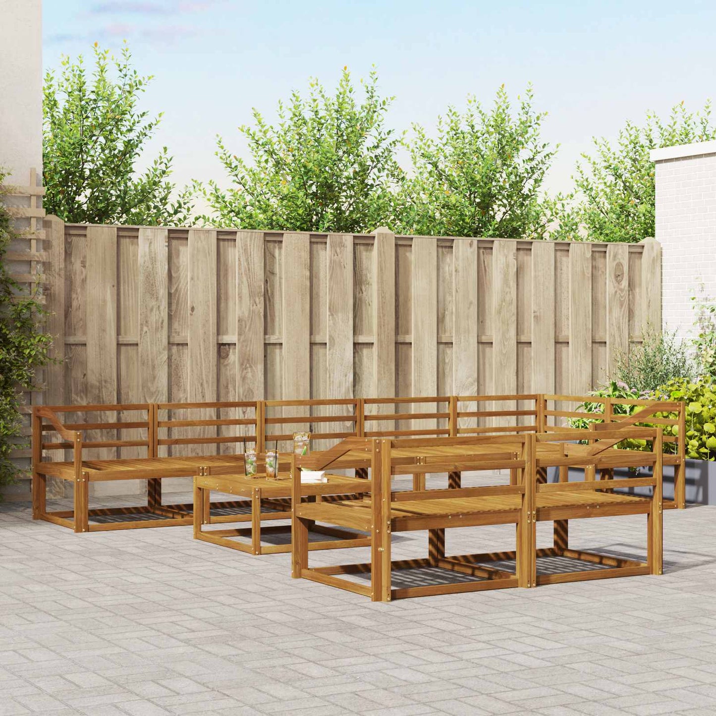 Buiten bankenset 9 pcs Naturel Massief Acaciahout is nu te koop bij PeponiXL, paradijselijk wonen!
