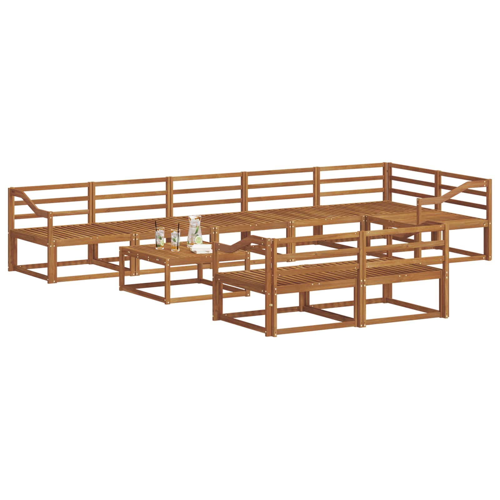 Buiten bankenset 9 pcs Naturel Massief Acaciahout is nu te koop bij PeponiXL, paradijselijk wonen!