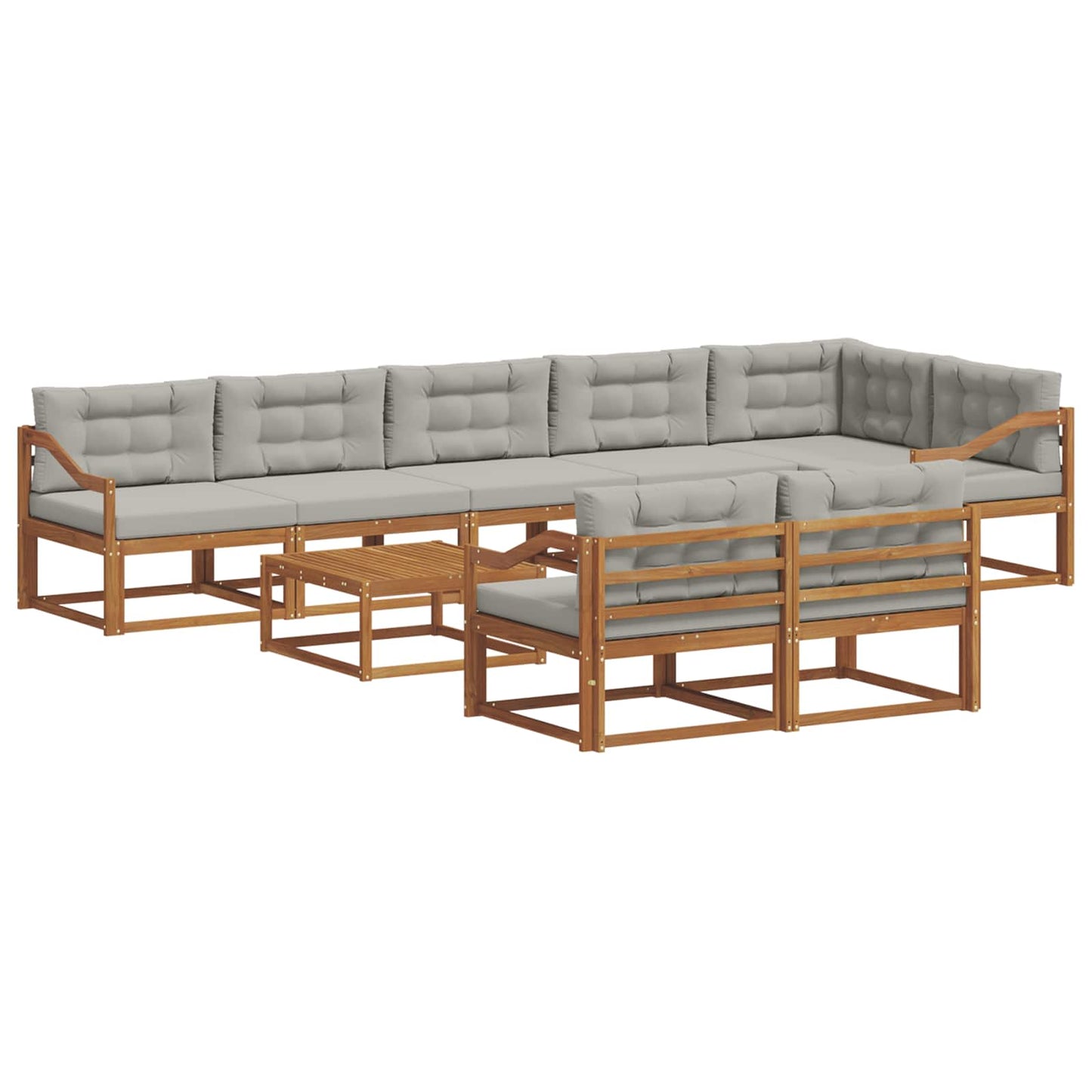 Buiten bankenset met kussen 9 pcs Naturel en lichtgrijs is nu te koop bij PeponiXL, paradijselijk wonen!