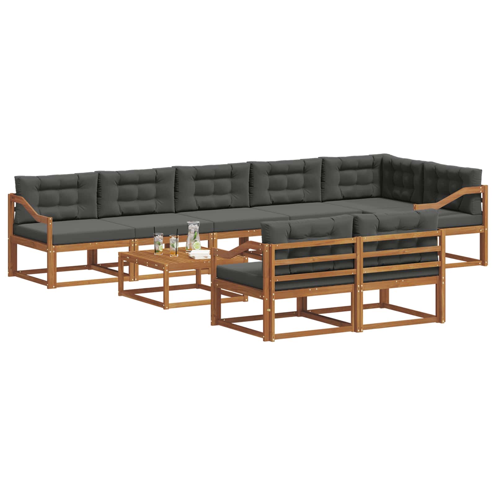 Buiten bankenset met kussen 9 pcs Natuurlijk en Antraciet is nu te koop bij PeponiXL, paradijselijk wonen!