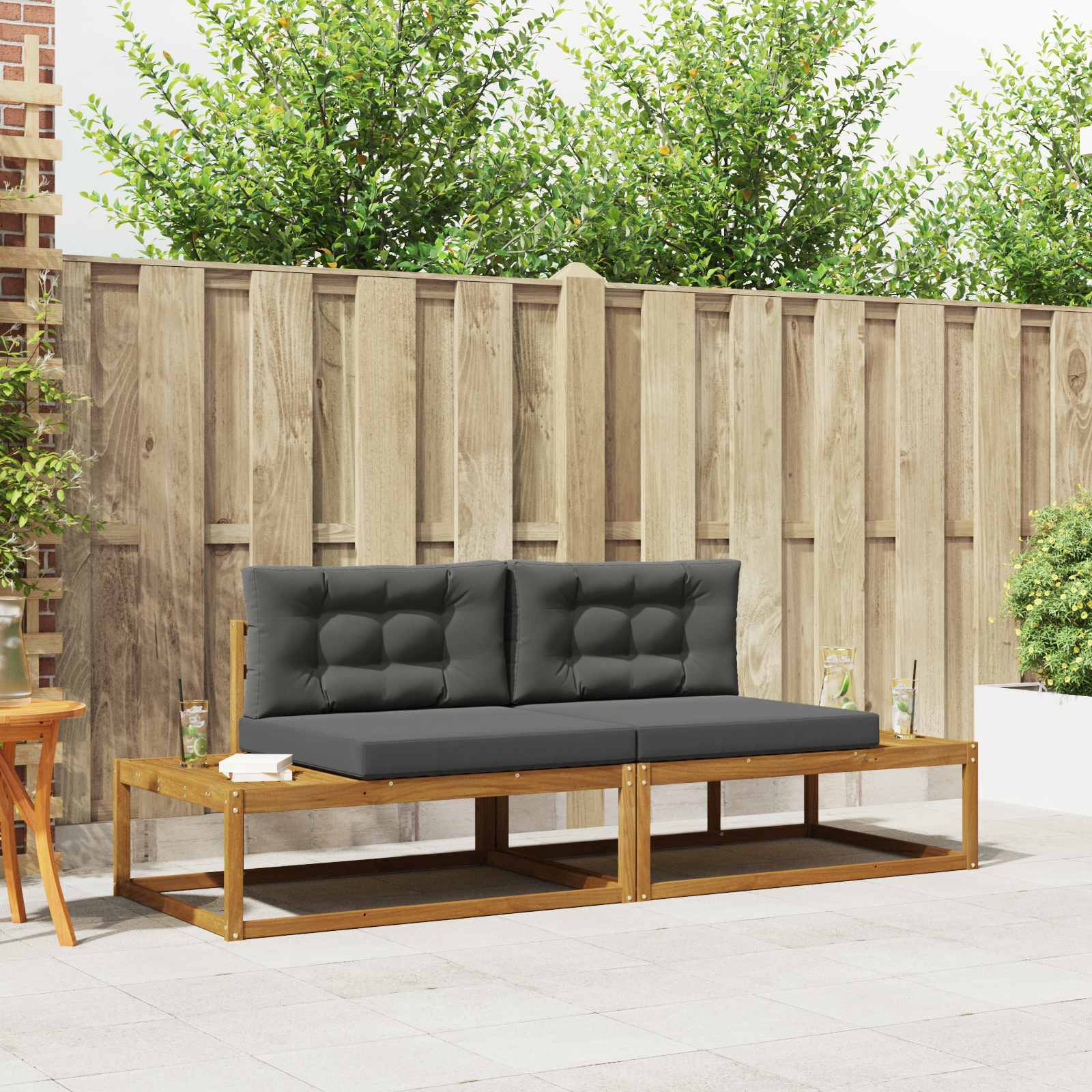 Buiten bankenset met kussen 2 Stuk Natuurlijk en Antraciet is nu te koop bij PeponiXL, paradijselijk wonen!