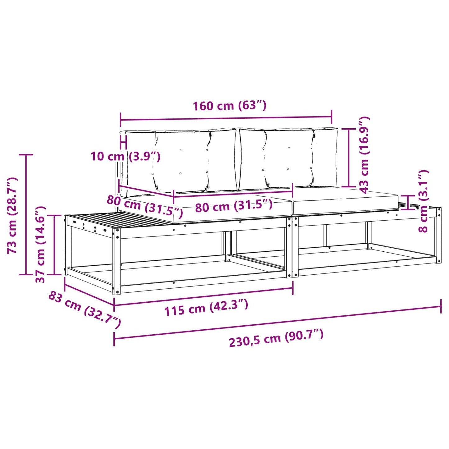 Buiten bankenset met kussen 2 Stuk Natuurlijk en Antraciet is nu te koop bij PeponiXL, paradijselijk wonen!