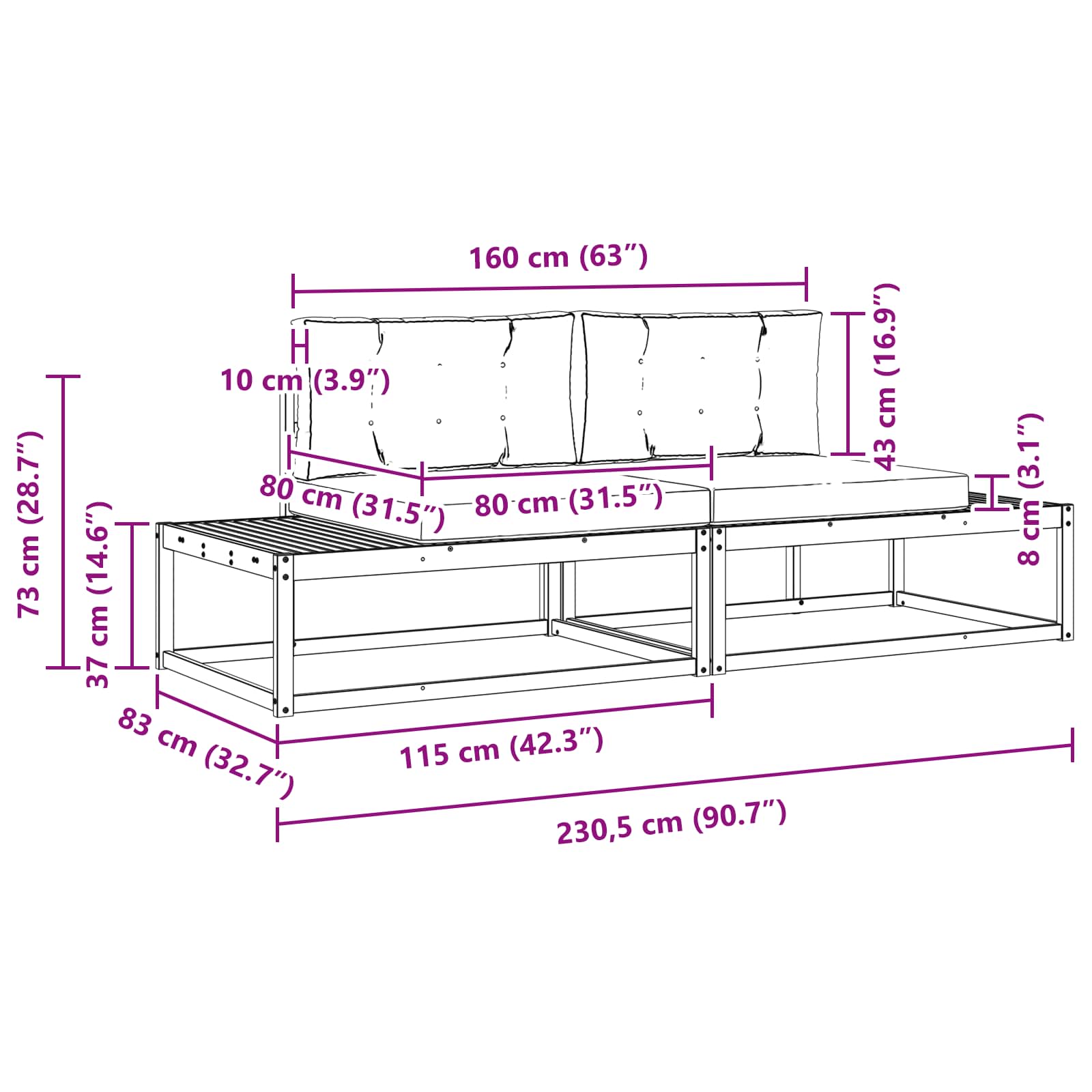 Buiten bankenset met kussen 2 Stuk Natuurlijk en Antraciet is nu te koop bij PeponiXL, paradijselijk wonen!