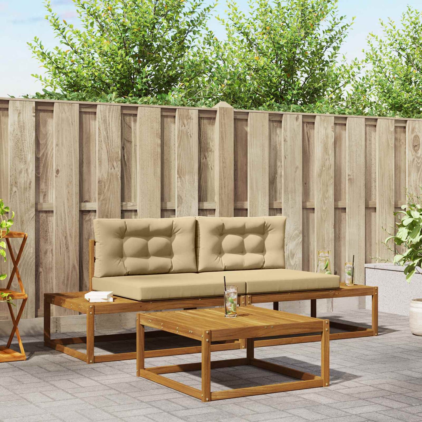 Buiten bankenset met kussen Natuurlijk en Beige is nu te koop bij PeponiXL, paradijselijk wonen!