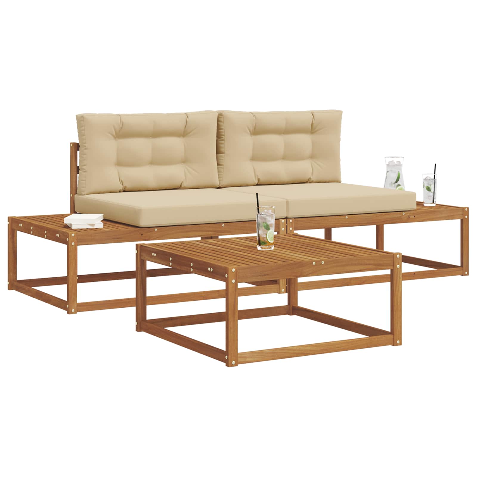 Buiten bankenset met kussen Natuurlijk en Beige is nu te koop bij PeponiXL, paradijselijk wonen!