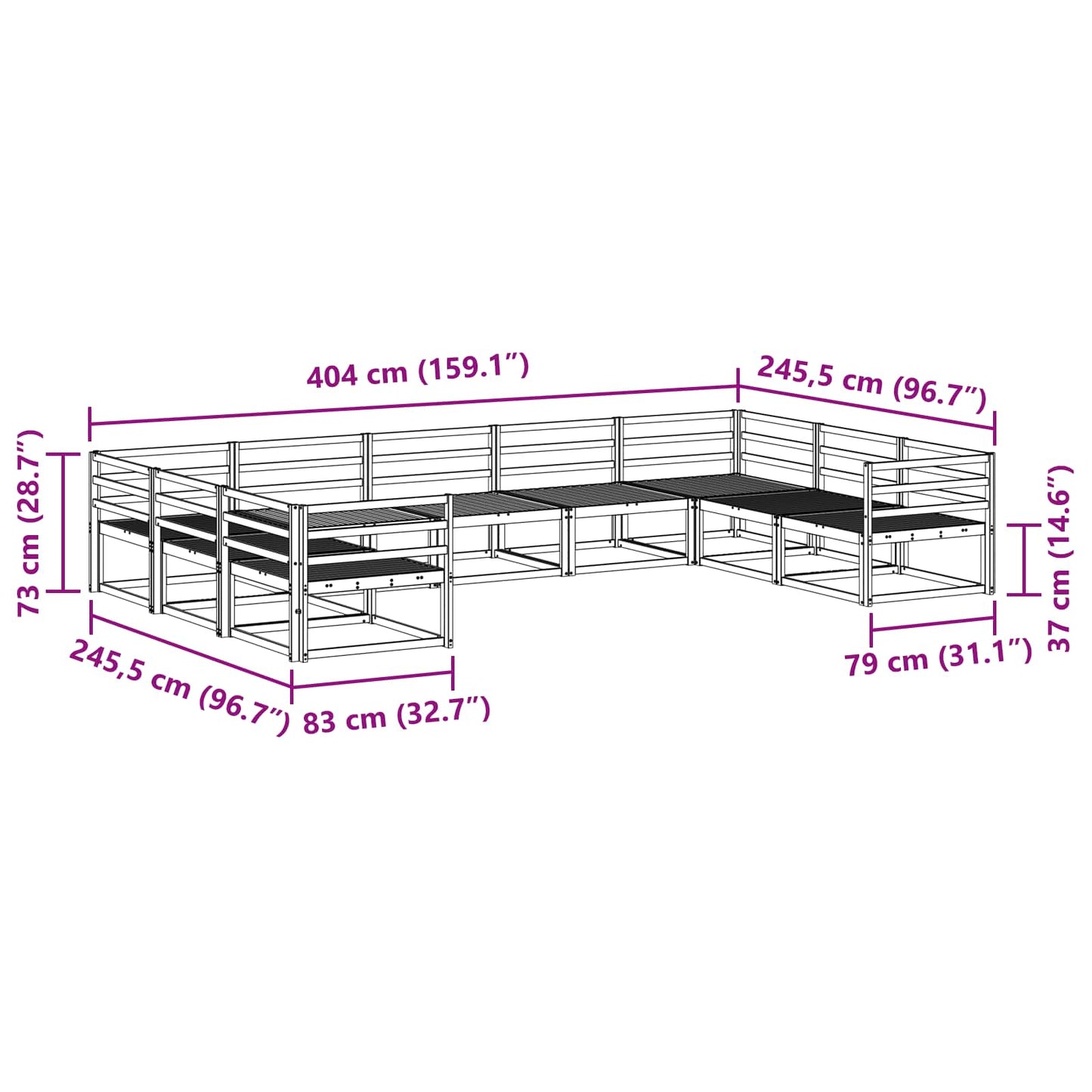 Buiten bankenset 9 pcs Naturel Massief Acaciahout is nu te koop bij PeponiXL, paradijselijk wonen!