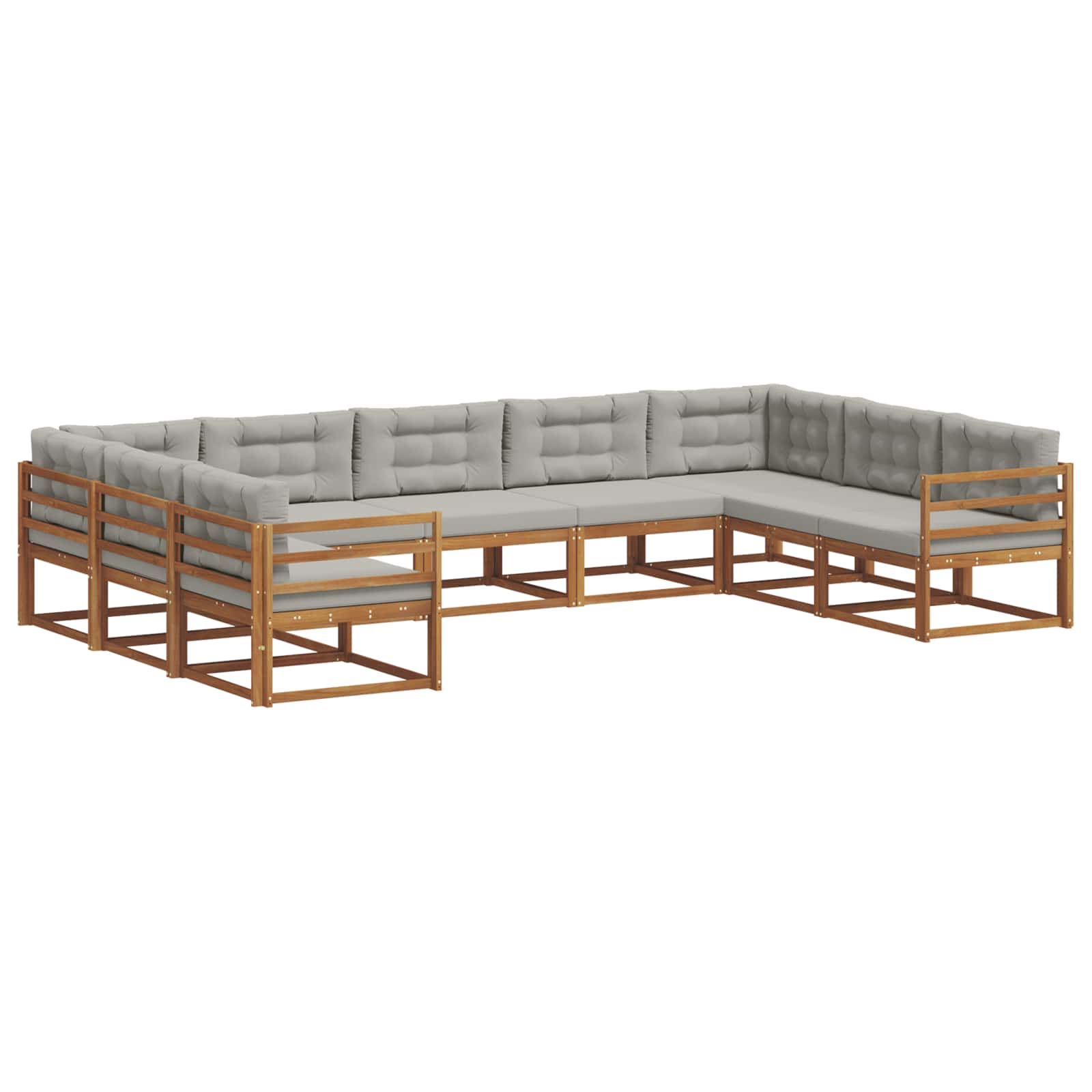 Buiten bankenset met kussen 9 pcs Natuurlijk en Lichtgrijs is nu te koop bij PeponiXL, paradijselijk wonen!
