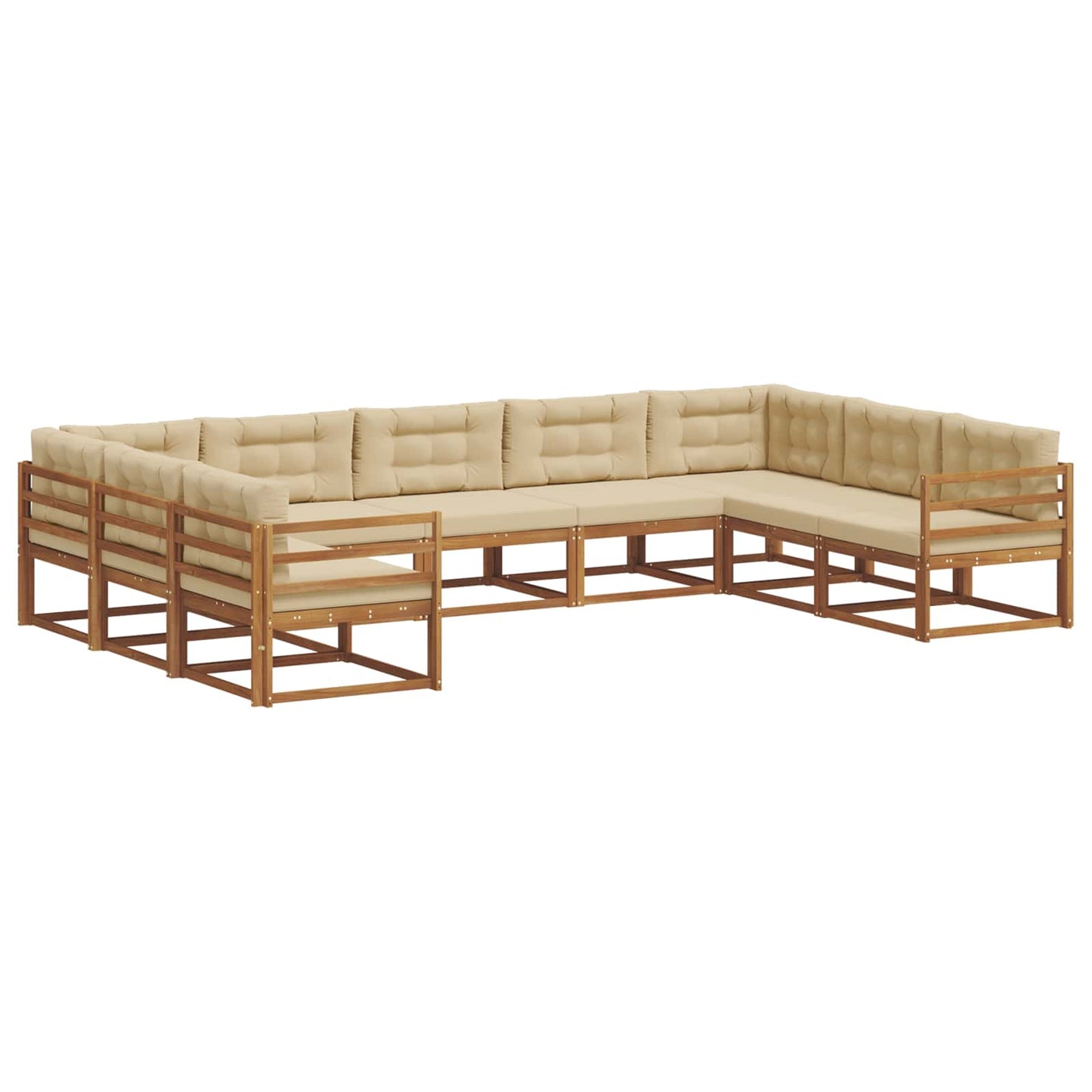 Buiten bankenset met kussen 9 pcs Natuurlijk en Beige is nu te koop bij PeponiXL, paradijselijk wonen!