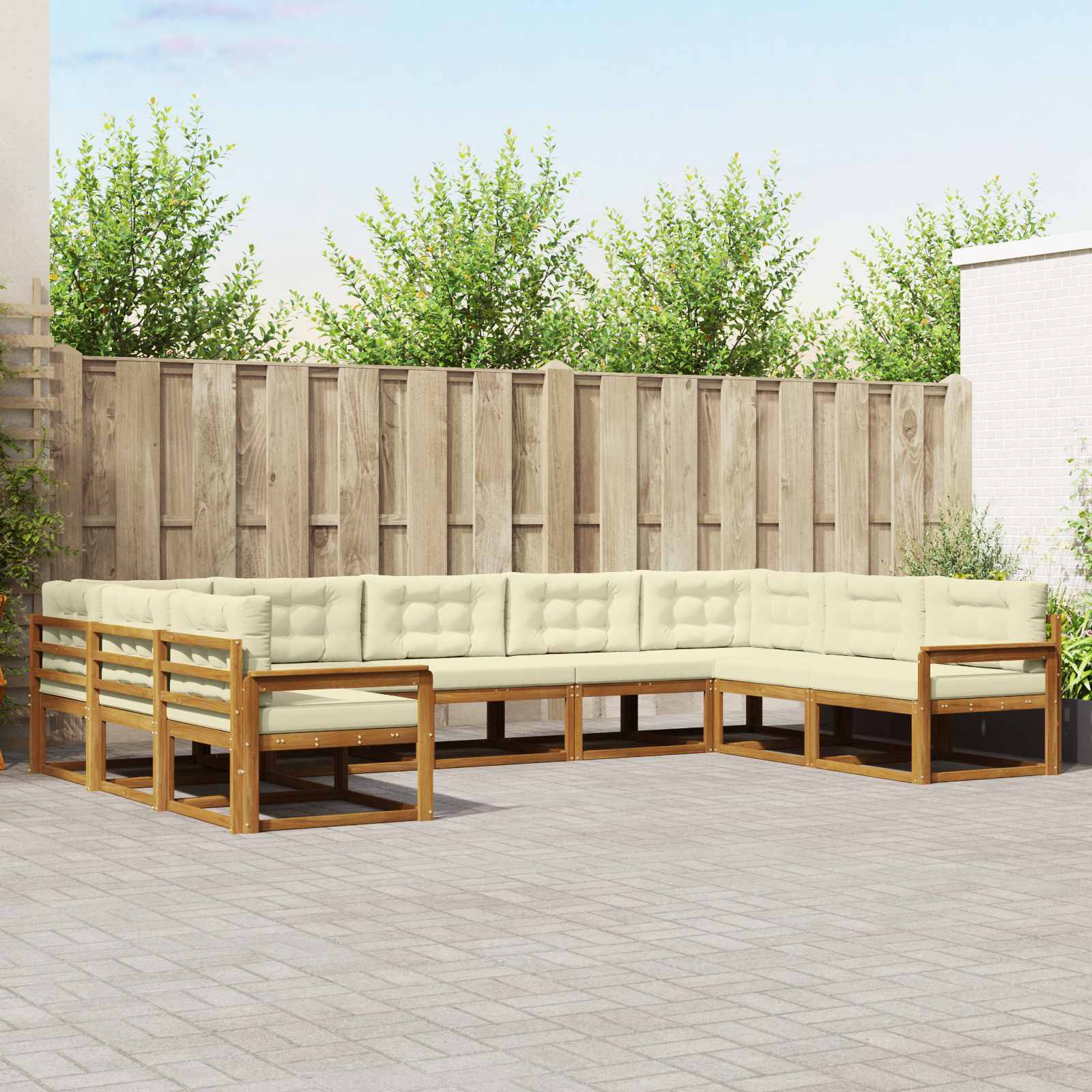 Buiten bankenset met kussen 9 pcs Natuurlijk en Crème is nu te koop bij PeponiXL, paradijselijk wonen!