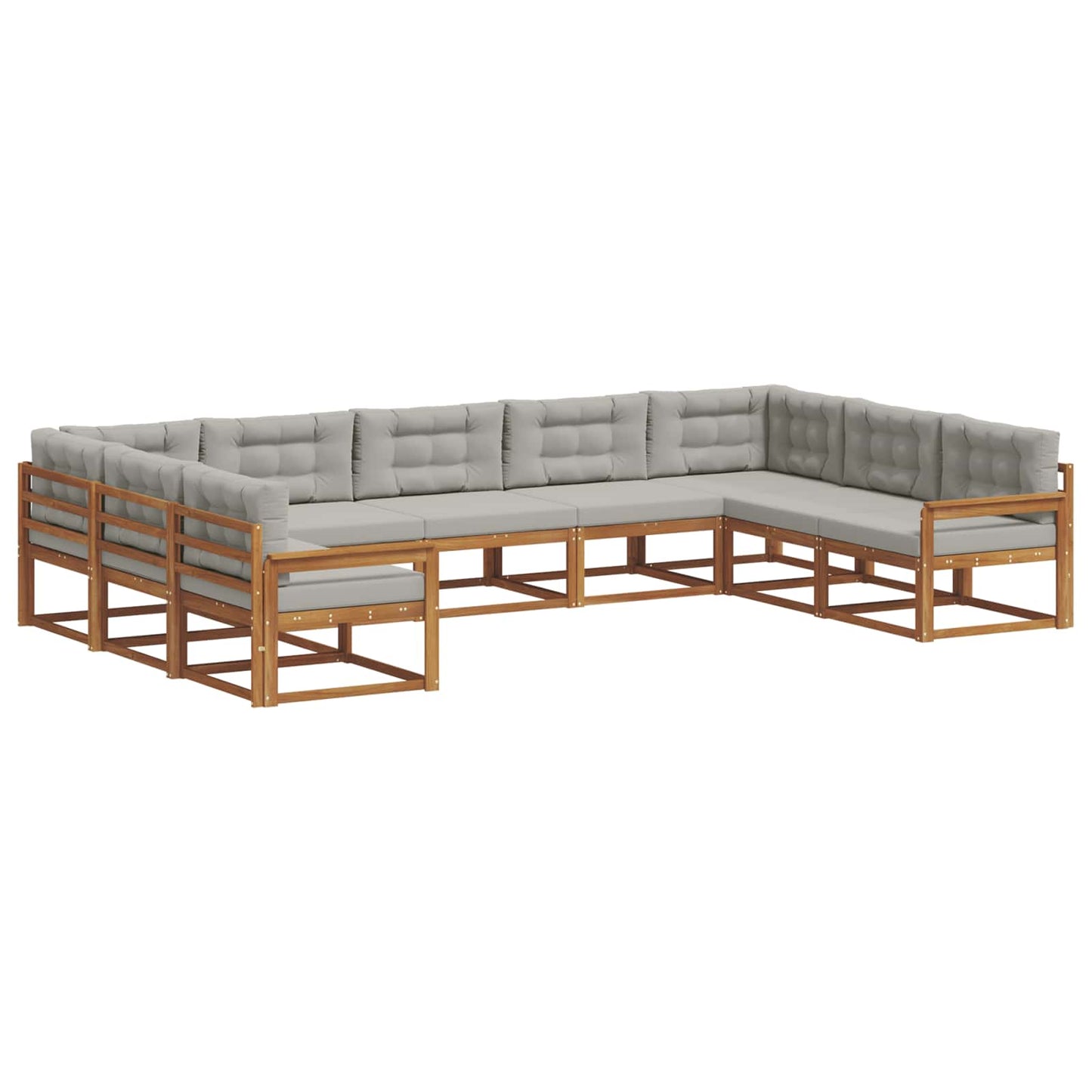 Buiten bankenset met kussen 9 pcs Natuurlijk en Lichtgrijs is nu te koop bij PeponiXL, paradijselijk wonen!