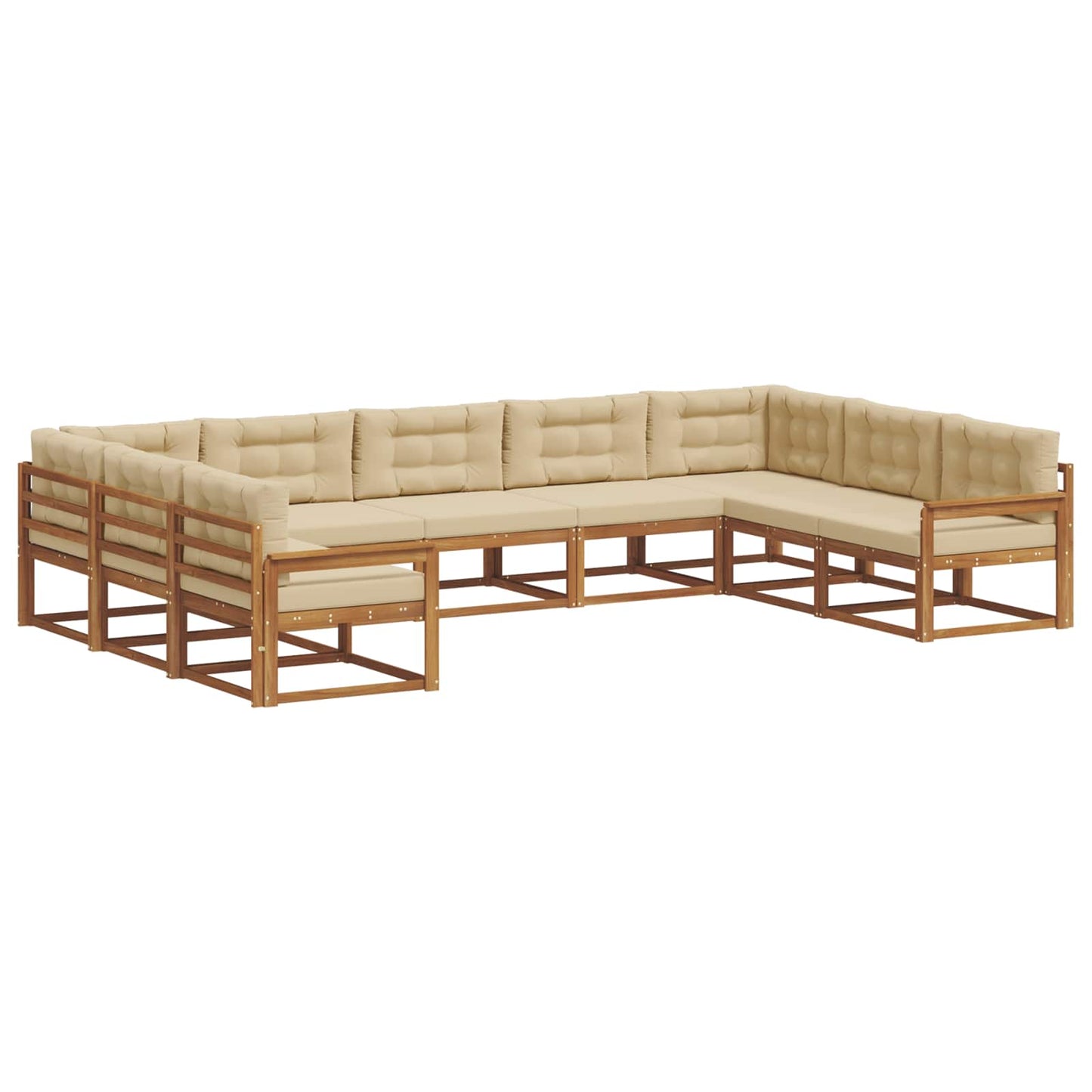 Buiten bankenset met kussen 9 pcs Natuurlijk en Beige is nu te koop bij PeponiXL, paradijselijk wonen!