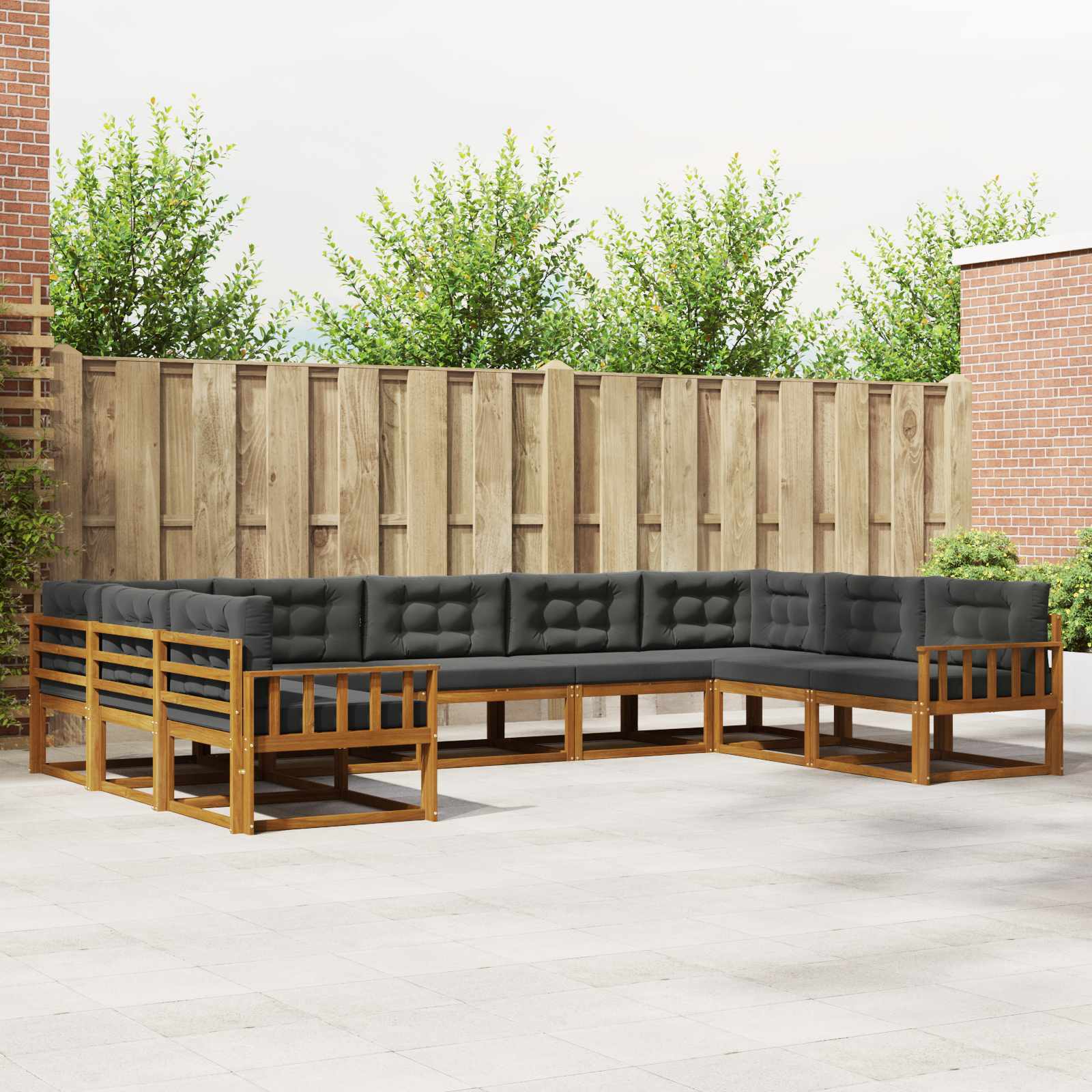 Buiten bankenset met kussen 9 pcs Natuurlijk en Antraciet is nu te koop bij PeponiXL, paradijselijk wonen!