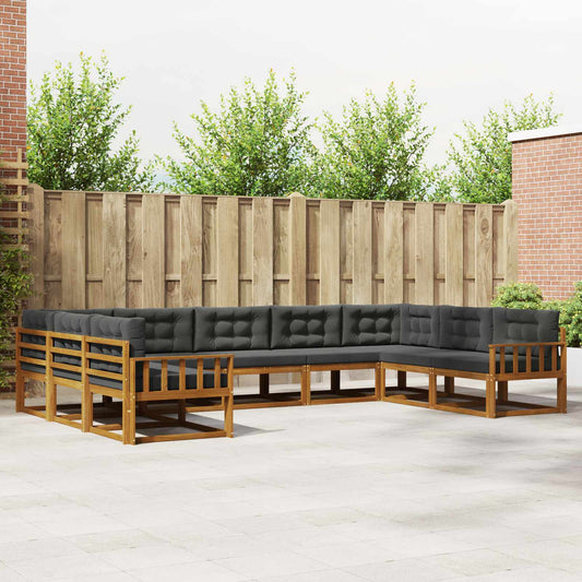 Buiten bankenset met kussen 9 pcs Natuurlijk en Antraciet is nu te koop bij PeponiXL, paradijselijk wonen!