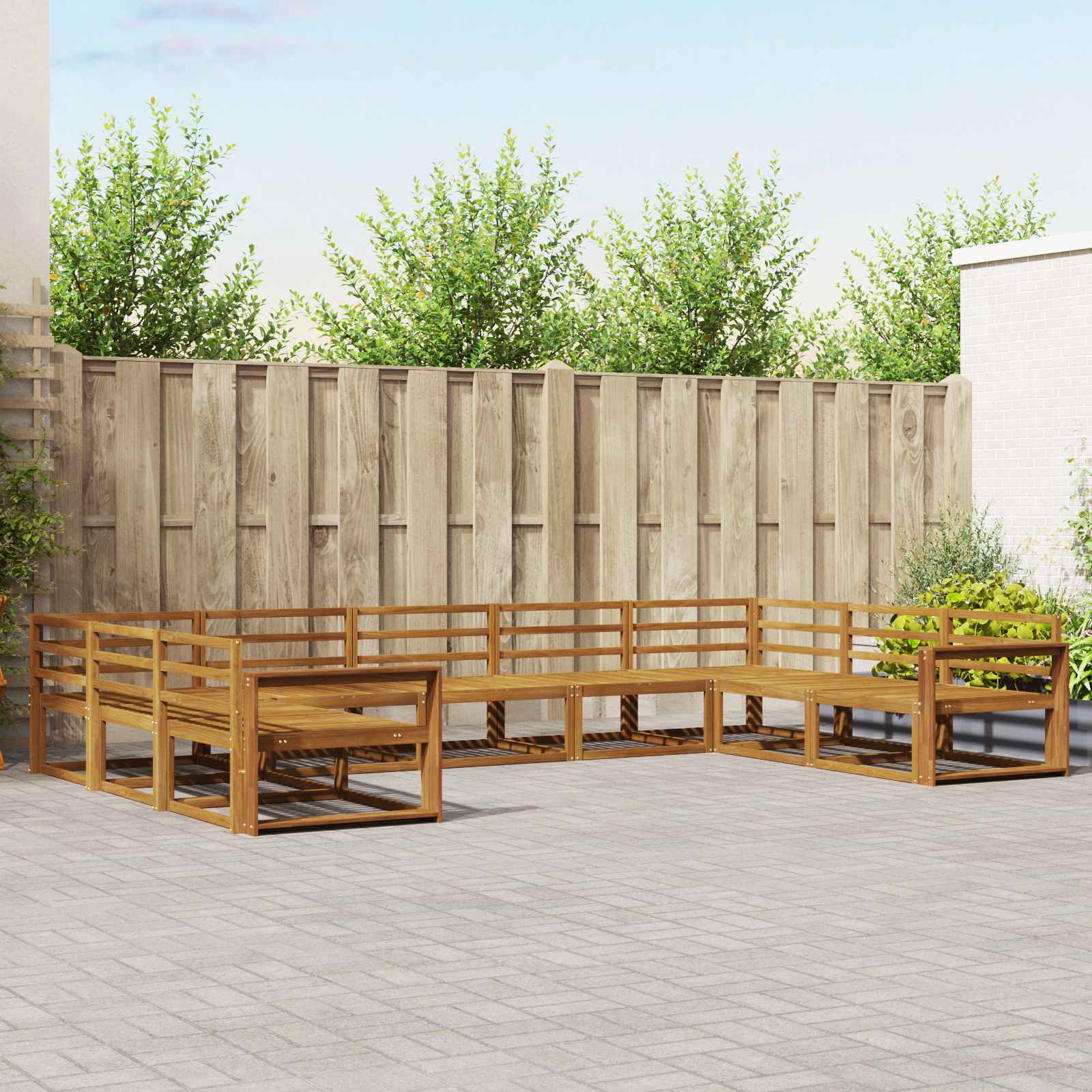 Buiten bankenset 9 pcs Naturel Massief Acaciahout is nu te koop bij PeponiXL, paradijselijk wonen!