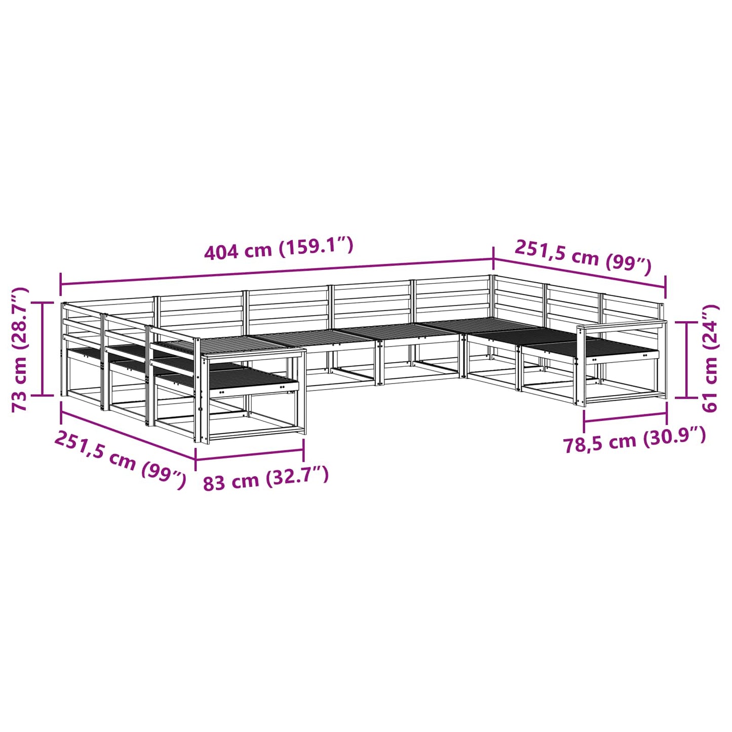 Buiten bankenset 9 pcs Naturel Massief Acaciahout is nu te koop bij PeponiXL, paradijselijk wonen!