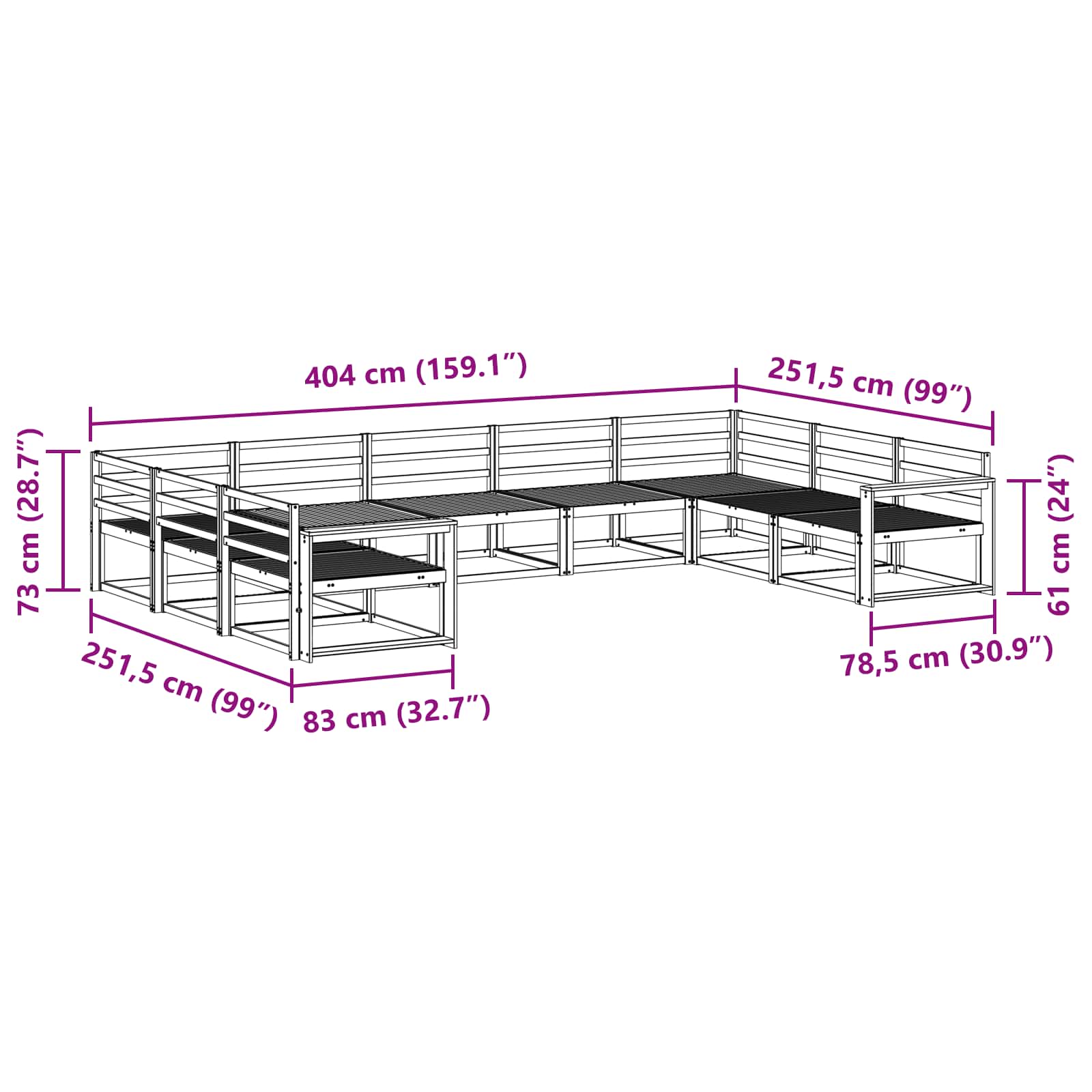Buiten bankenset 9 pcs Naturel Massief Acaciahout is nu te koop bij PeponiXL, paradijselijk wonen!