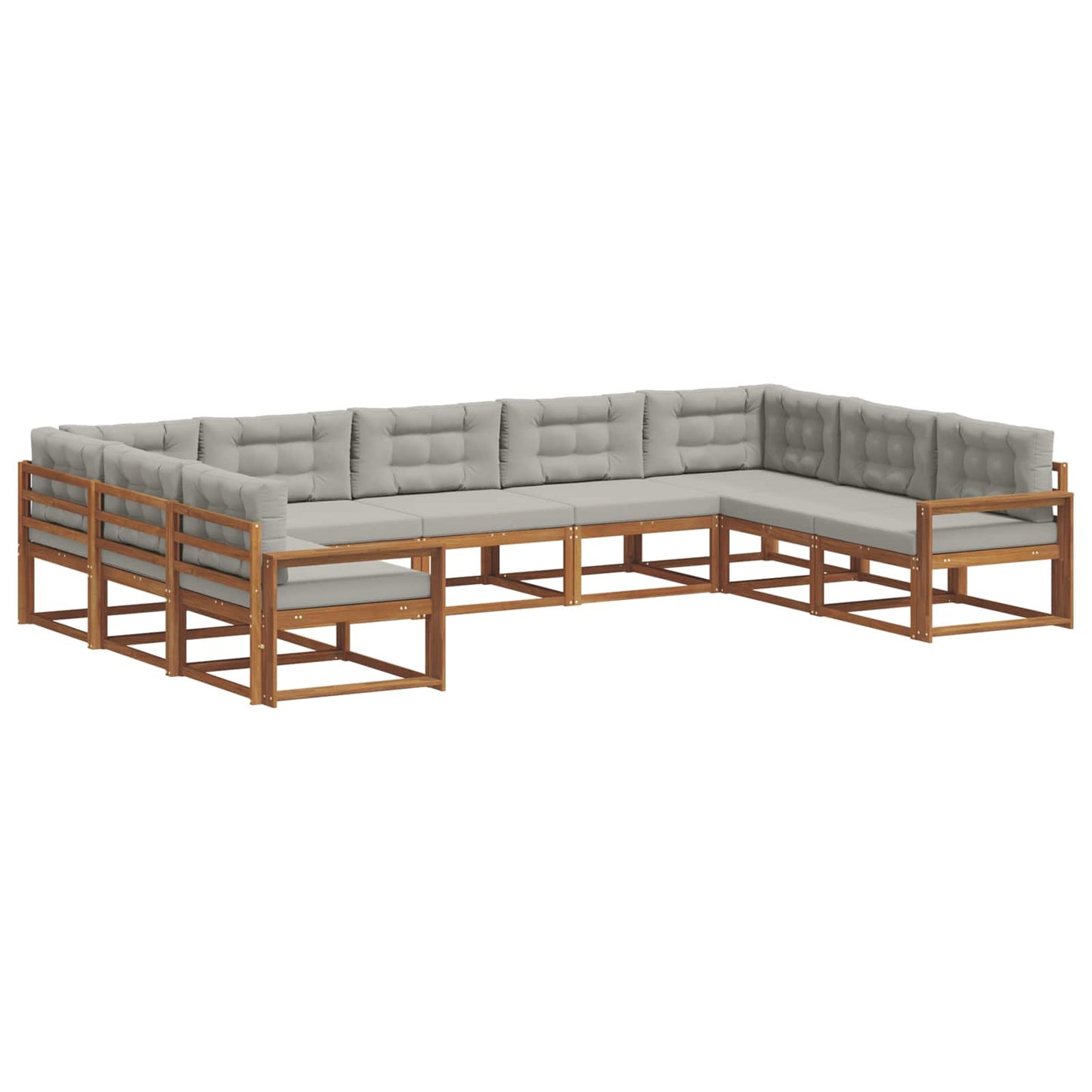 Buiten bankenset met kussen 9 pcs Natuurlijk en Lichtgrijs is nu te koop bij PeponiXL, paradijselijk wonen!