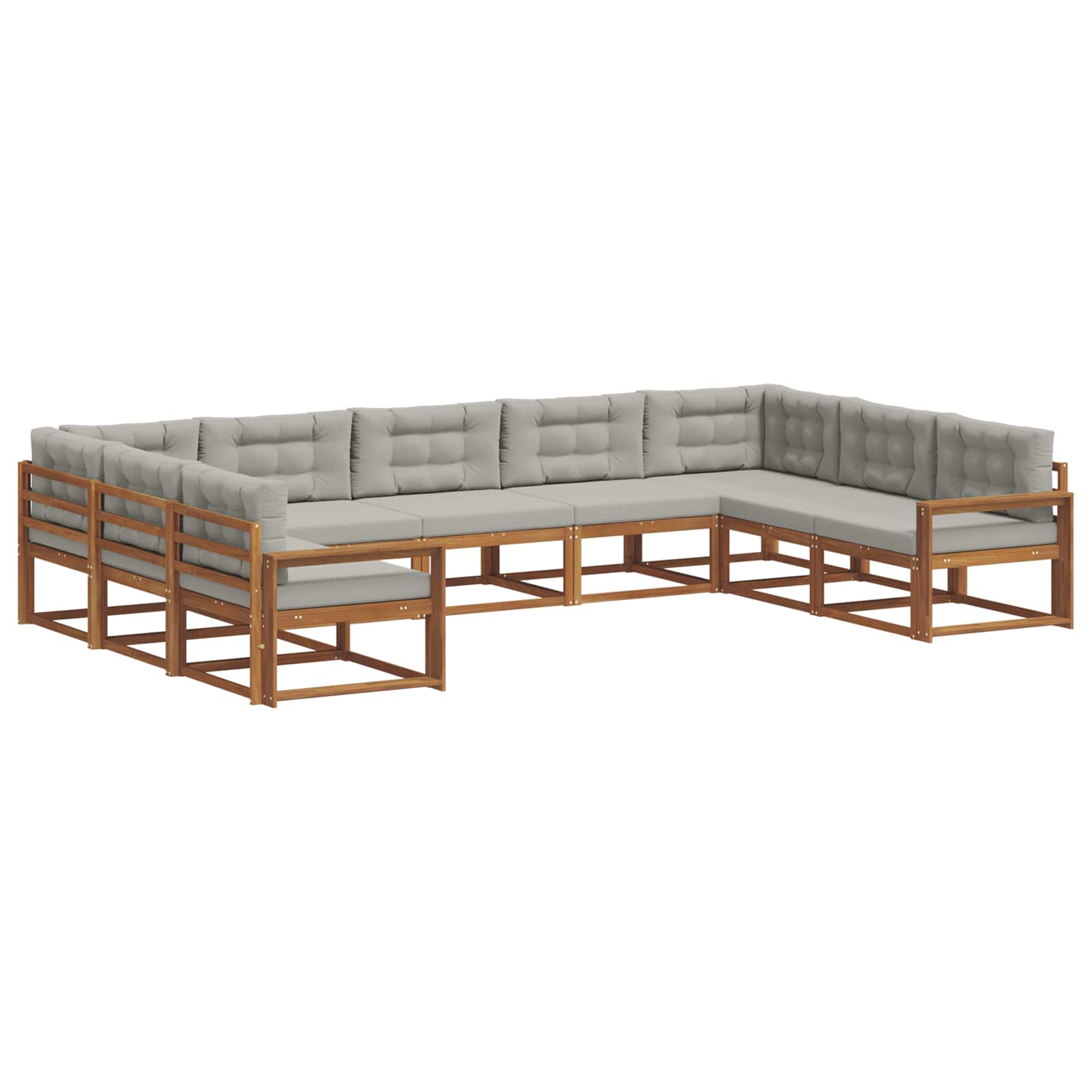 Buiten bankenset met kussen 9 pcs Natuurlijk en Lichtgrijs is nu te koop bij PeponiXL, paradijselijk wonen!