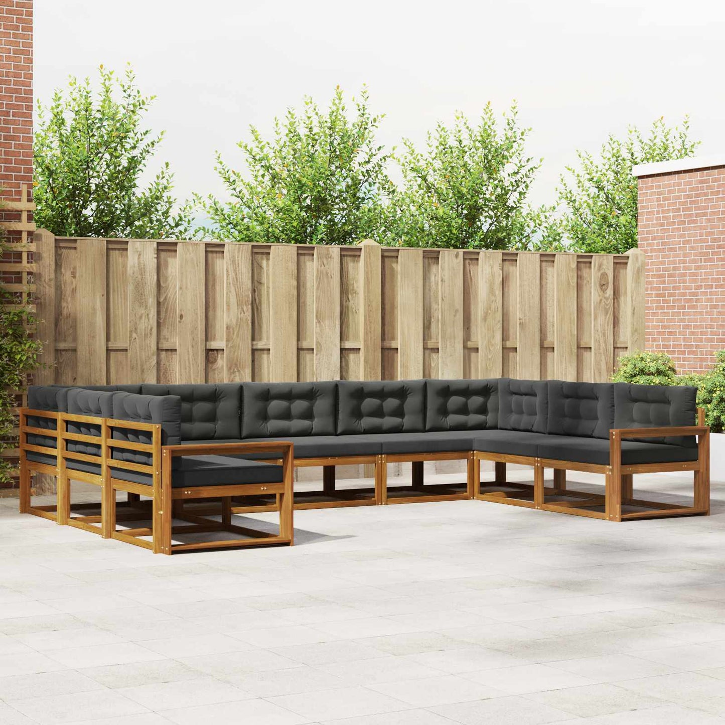 Buiten bankenset met kussen 9 pcs Natuurlijk en Antraciet is nu te koop bij PeponiXL, paradijselijk wonen!