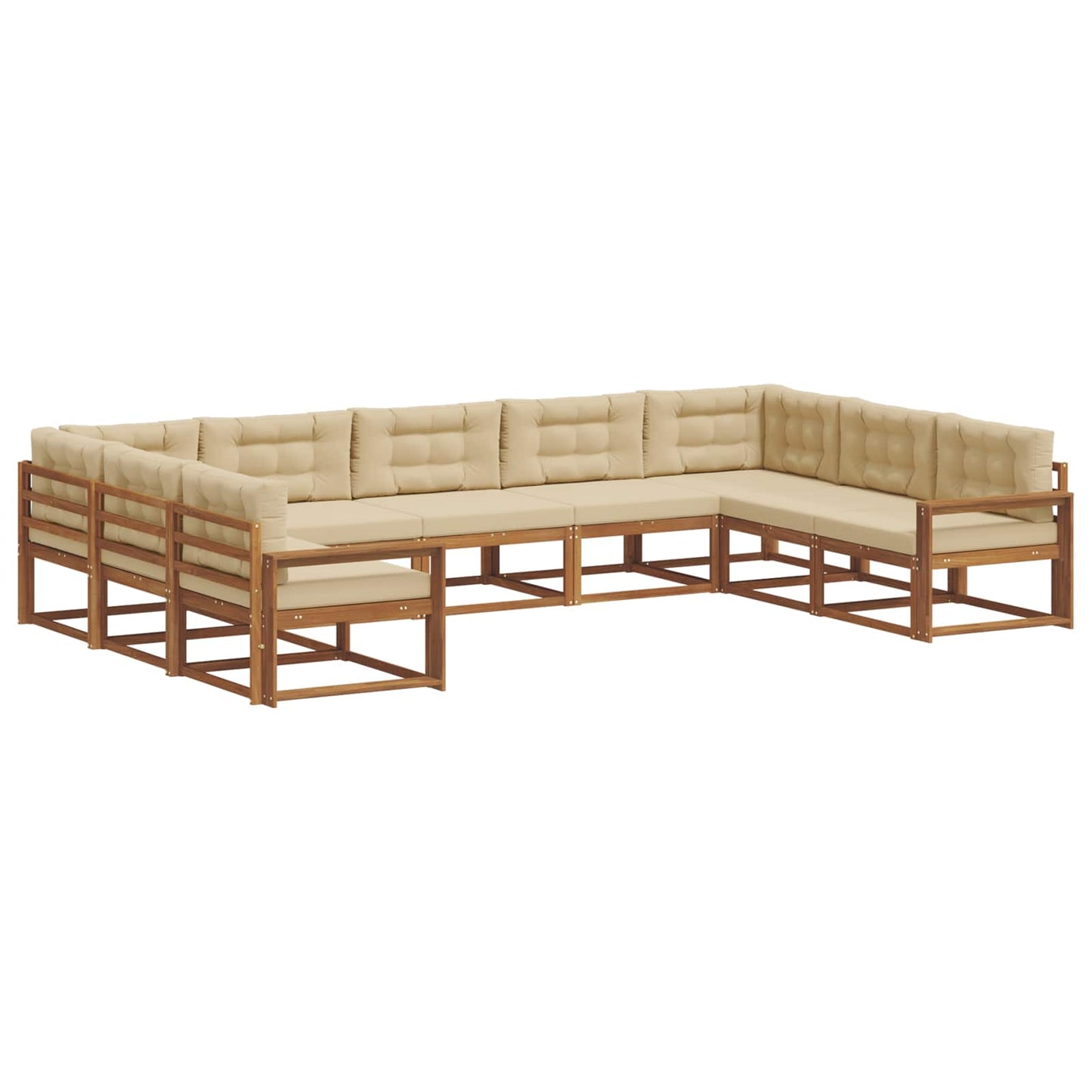 Buiten bankenset met kussen 9 pcs Natuurlijk en Beige is nu te koop bij PeponiXL, paradijselijk wonen!