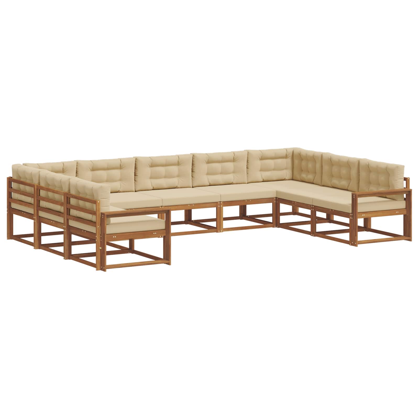 Buiten bankenset met kussen 9 pcs Natuurlijk en Beige is nu te koop bij PeponiXL, paradijselijk wonen!