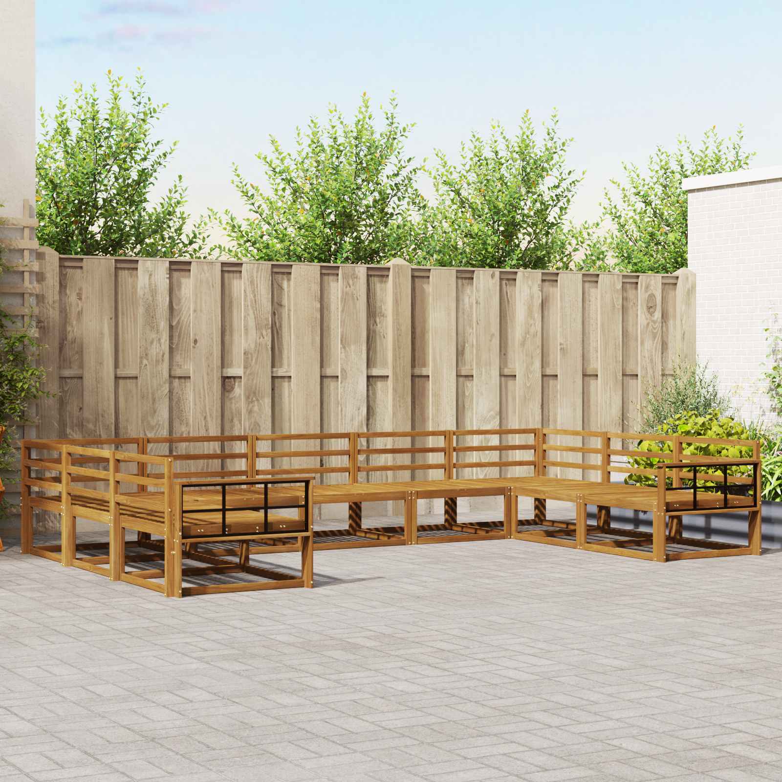 Buiten bankenset 9 pcs Naturel Massief Acaciahout is nu te koop bij PeponiXL, paradijselijk wonen!