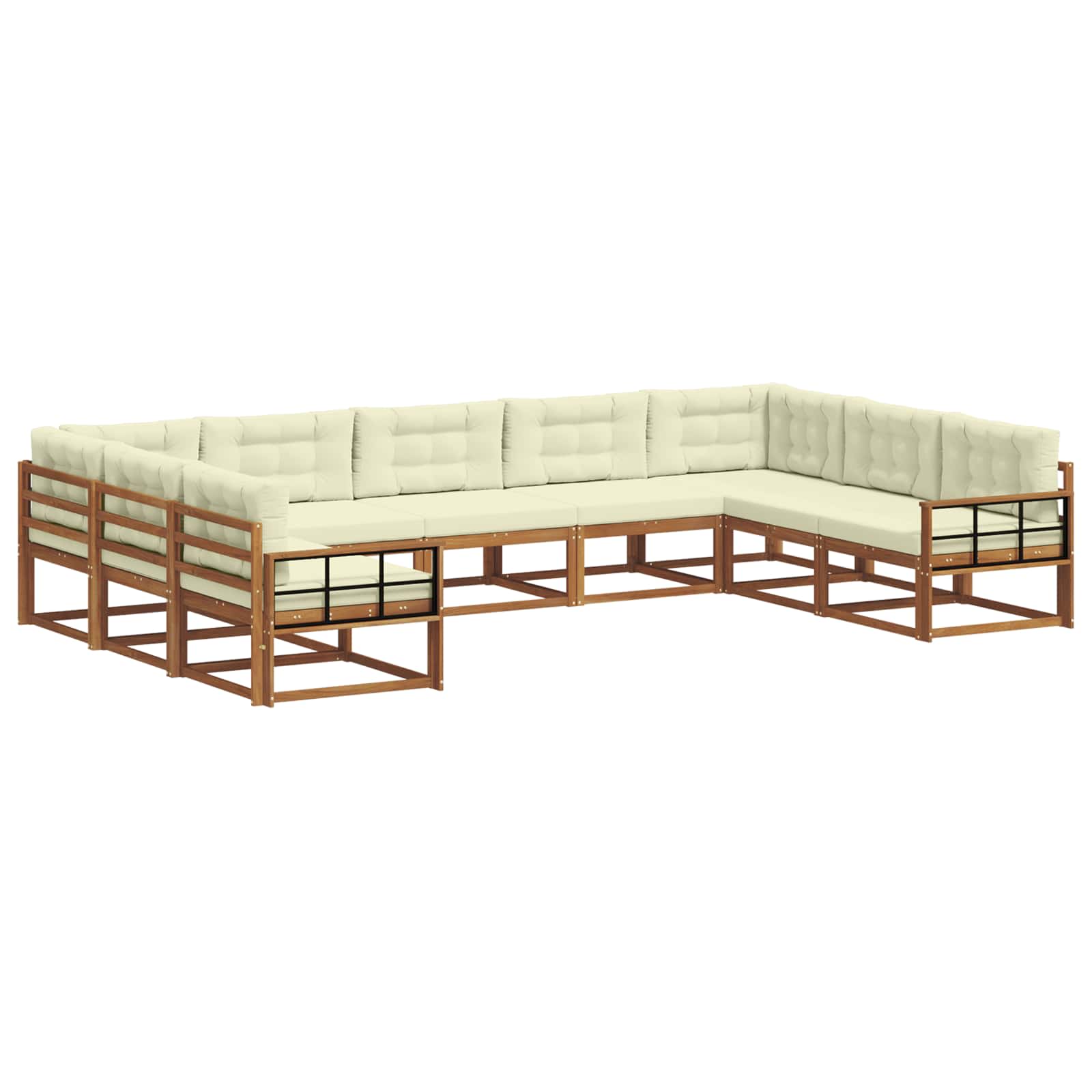 Buiten bankenset met kussen 9 pcs Natuurlijk en Crème is nu te koop bij PeponiXL, paradijselijk wonen!
