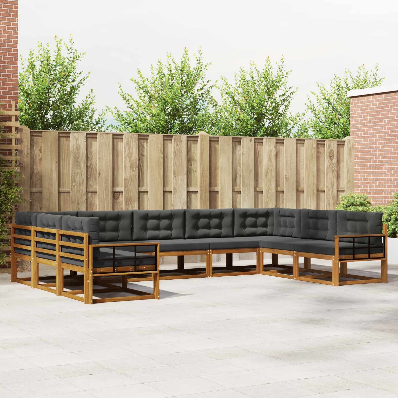 Buiten bankenset met kussen 9 pcs Natuurlijk en Antraciet is nu te koop bij PeponiXL, paradijselijk wonen!
