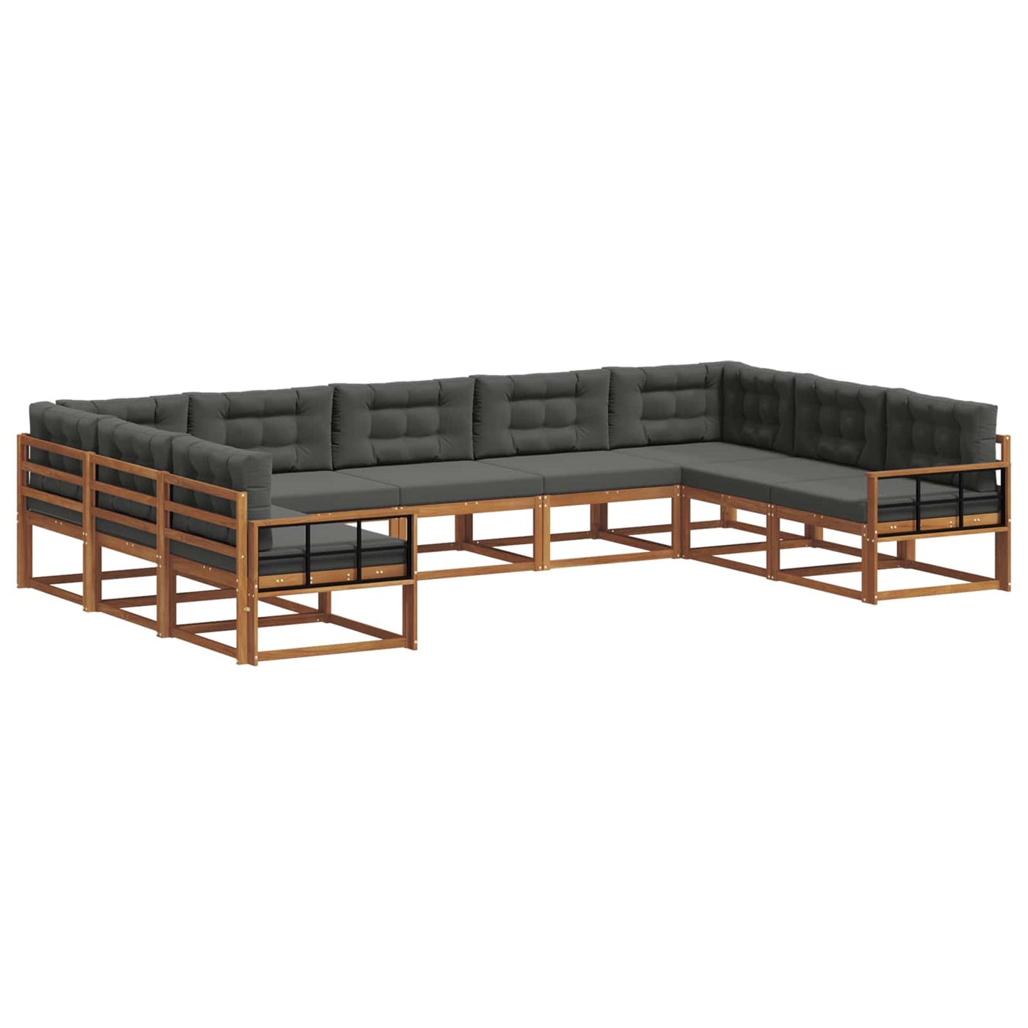 Buiten bankenset met kussen 9 pcs Natuurlijk en Antraciet is nu te koop bij PeponiXL, paradijselijk wonen!