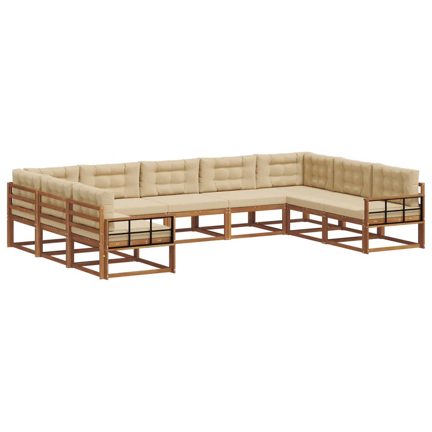 Buiten bankenset met kussen 9 pcs Natuurlijk en Beige is nu te koop bij PeponiXL, paradijselijk wonen!